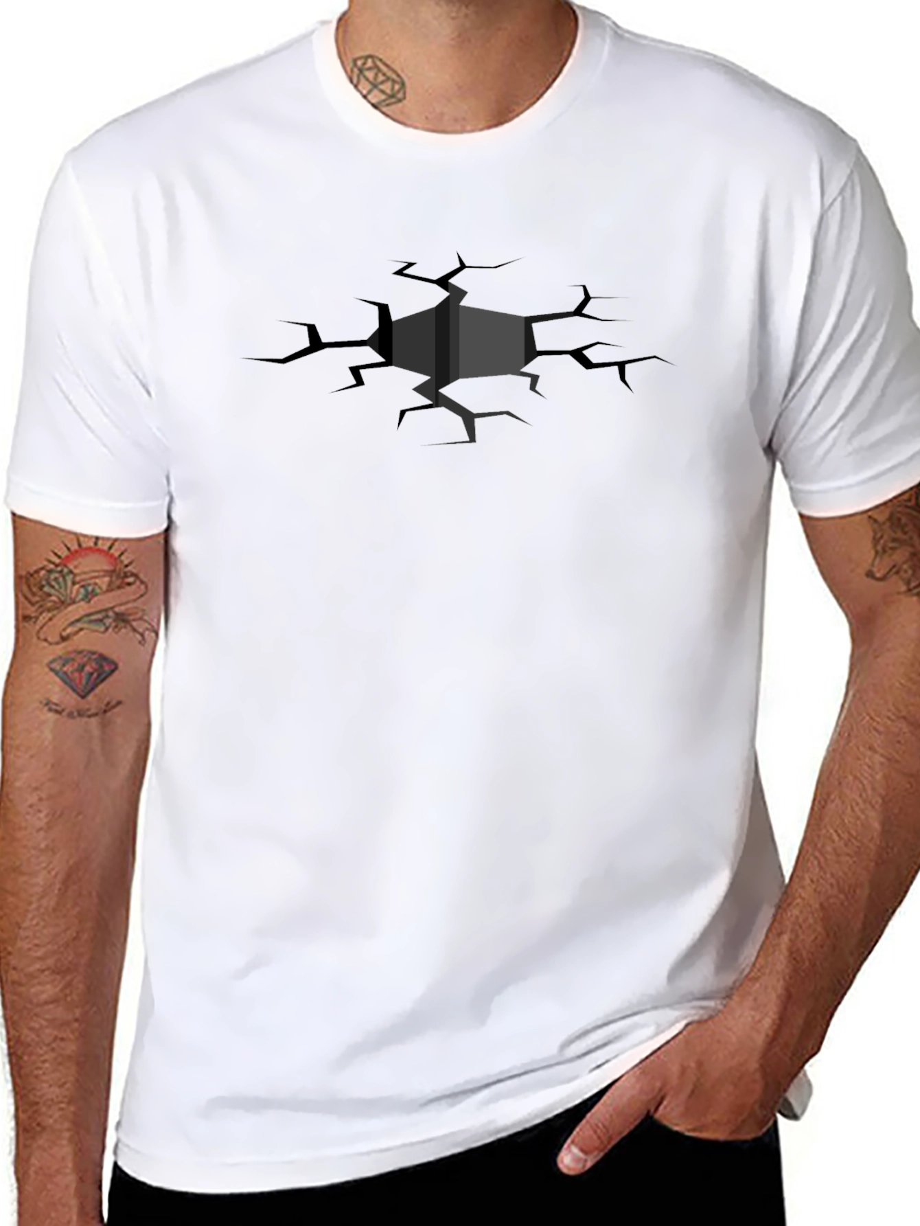 Cracked Cube Graphic T-Shirt - Stylish Design