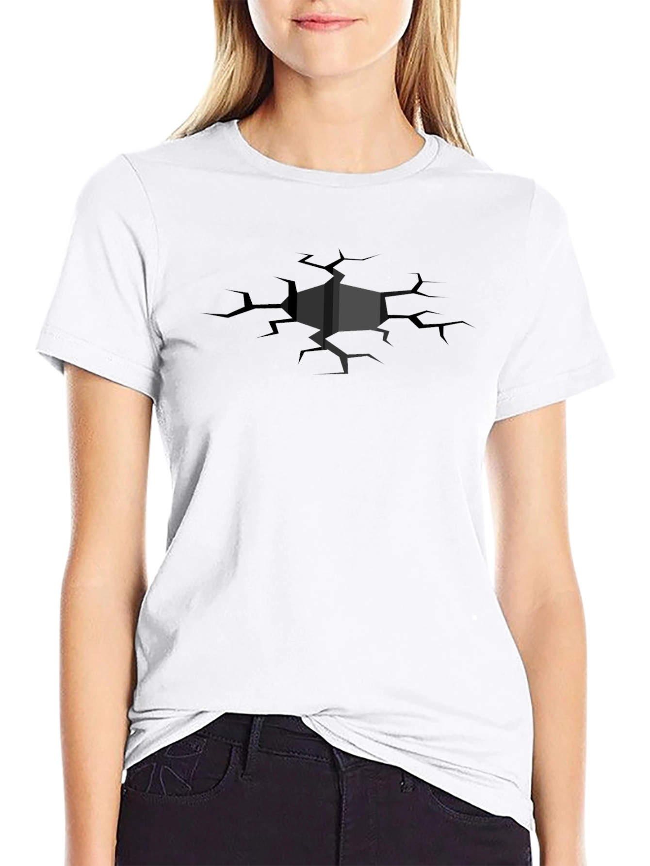 Cracked Cube Graphic T-Shirt - Stylish Design