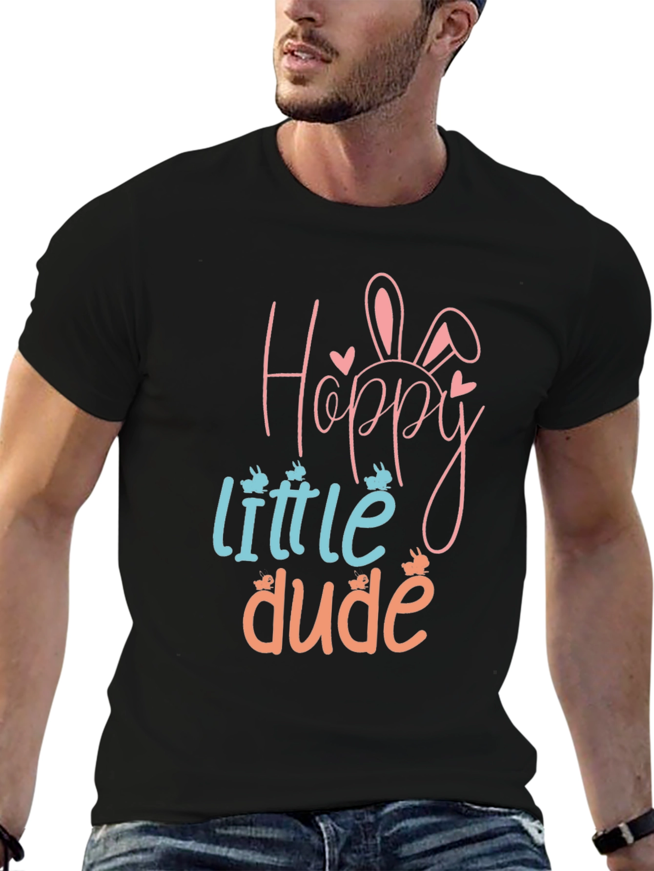 Hoppy Little Dude Easter Graphic Tee - Black