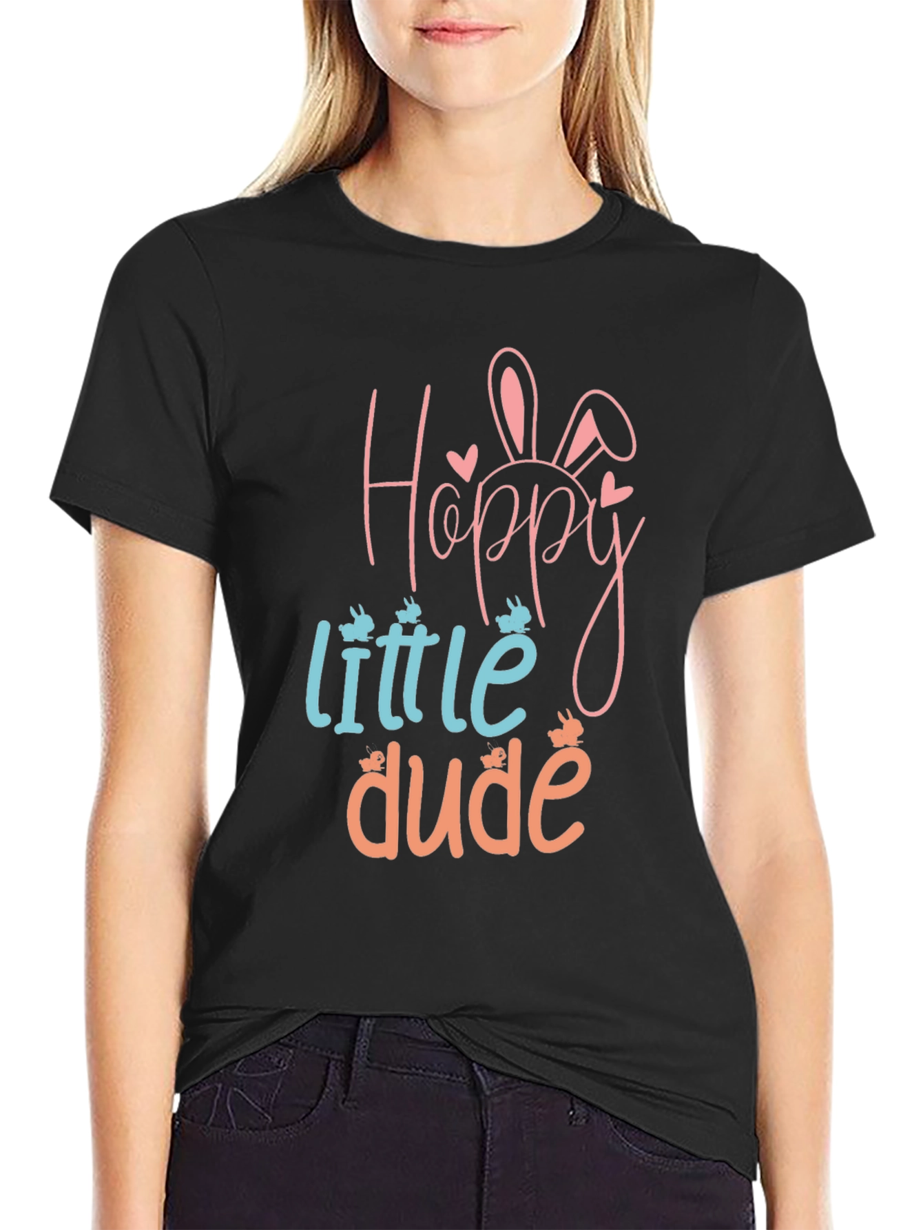 Hoppy Little Dude Easter Graphic Tee - Black