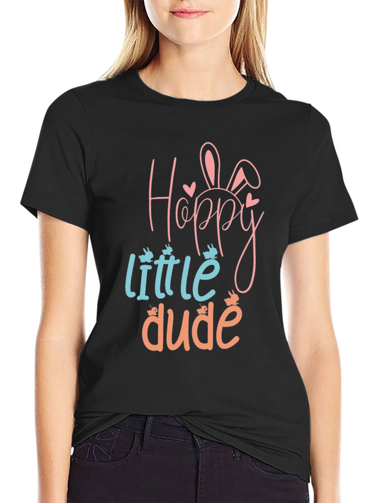Hoppy Little Dude Easter Graphic Tee - Black