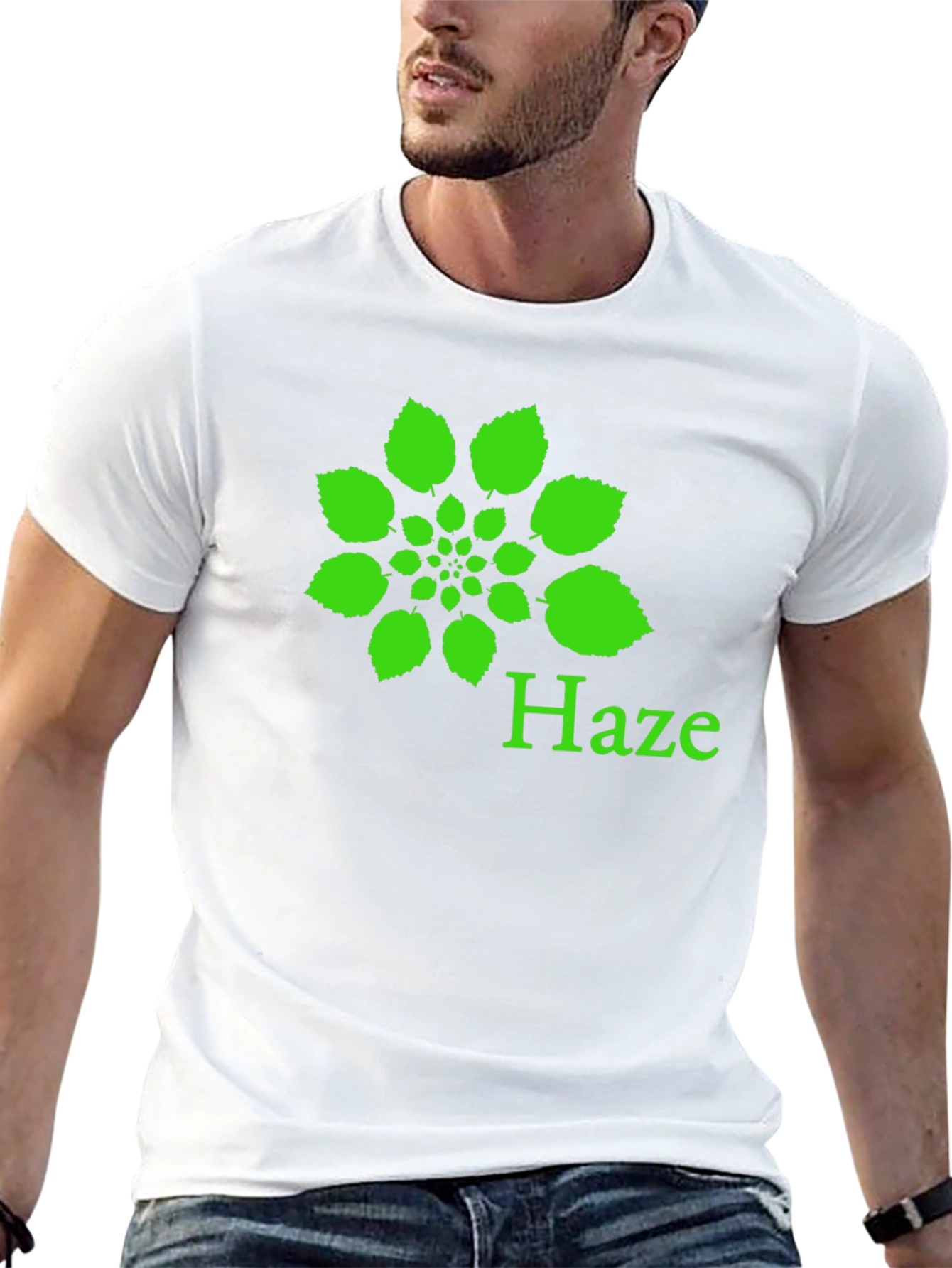 Haze Leaf Graphic Black T-Shirt