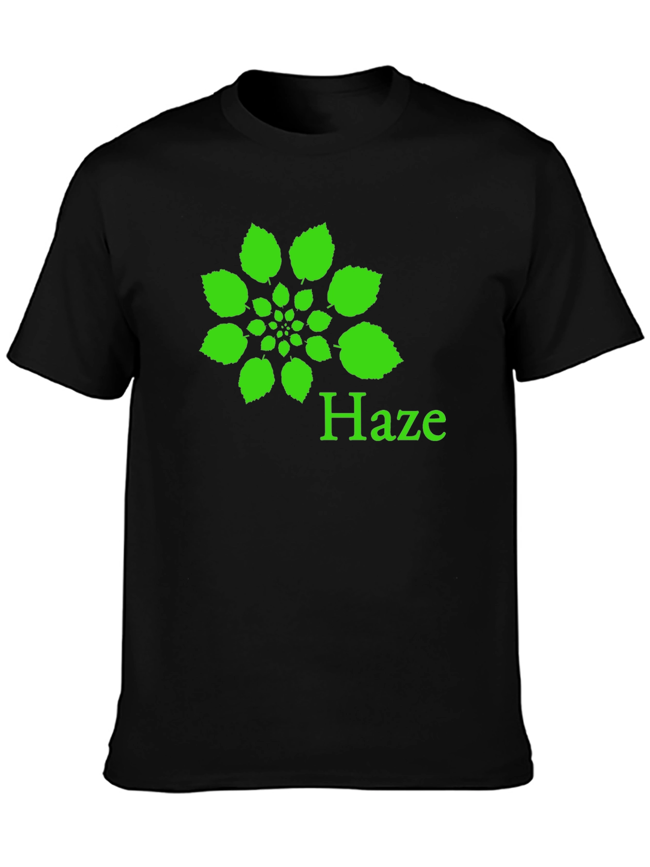 Haze Leaf Graphic Black T-Shirt