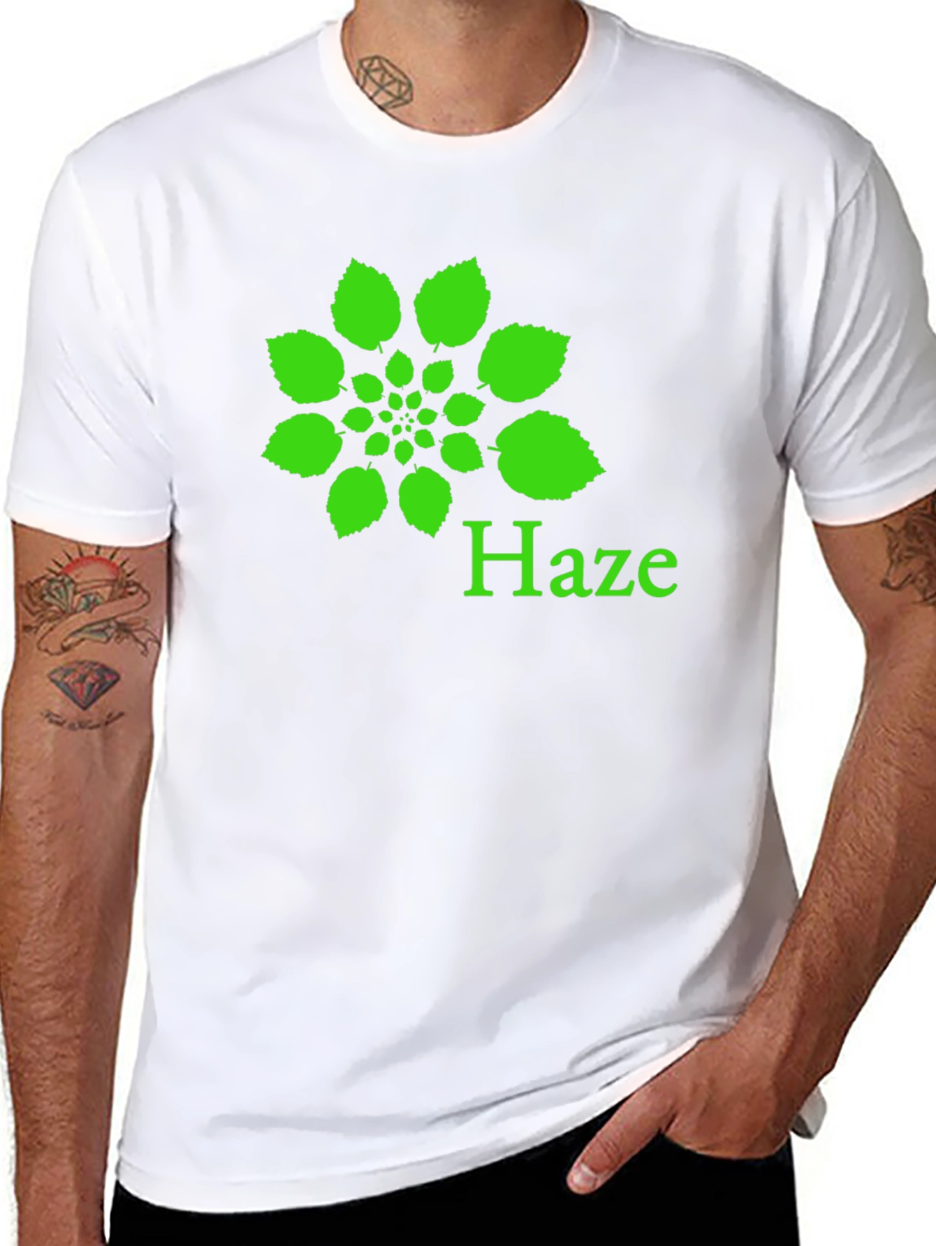 Haze Leaf Graphic Black T-Shirt
