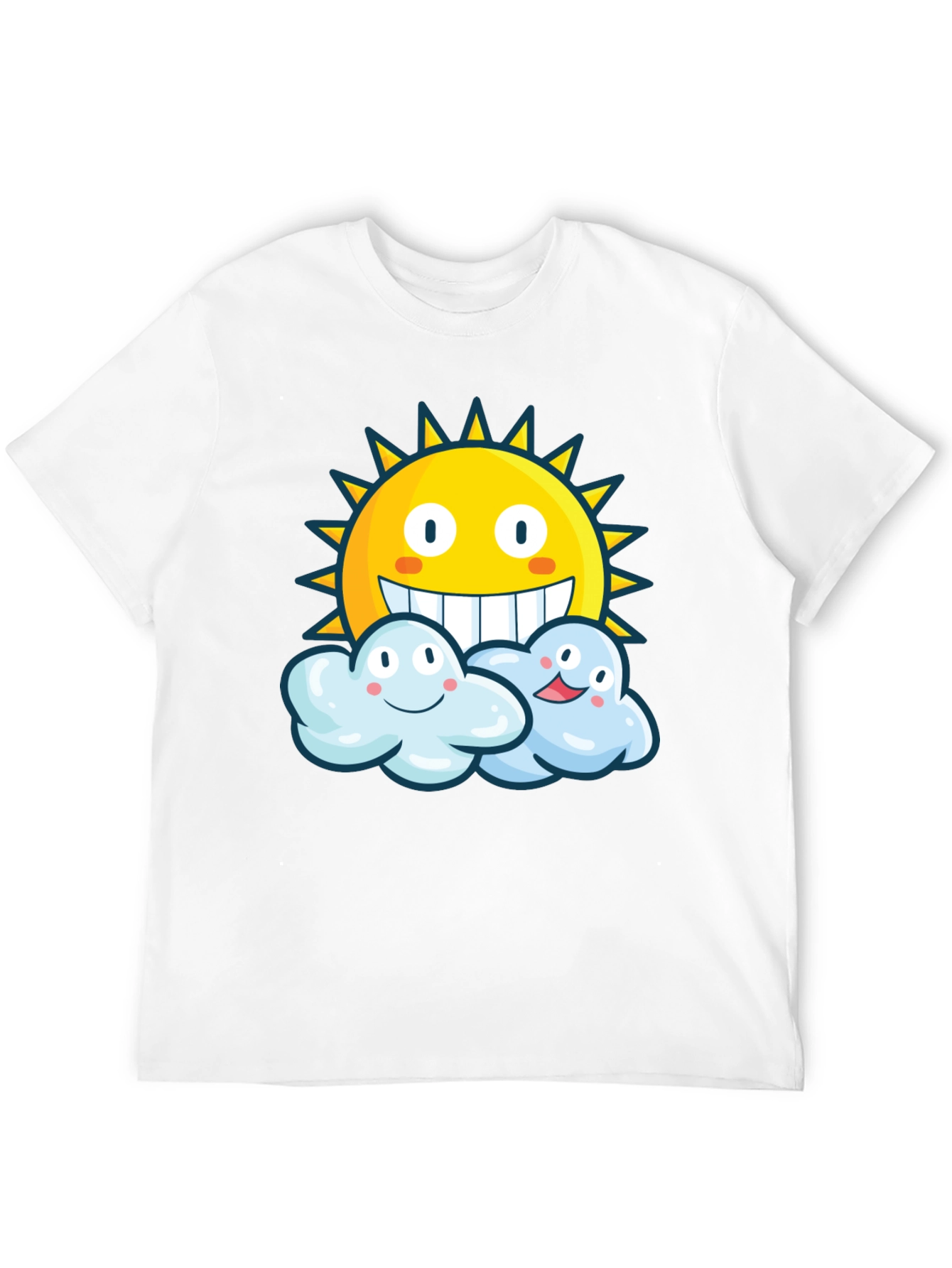 Happy Sun & Clouds Black T-Shirt