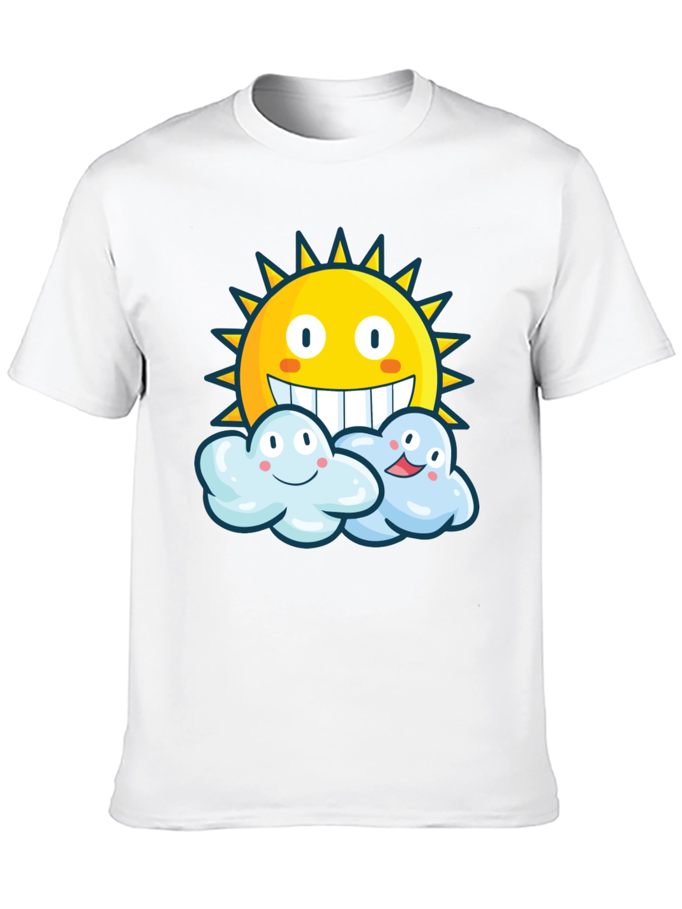 Happy Sun & Clouds Black T-Shirt