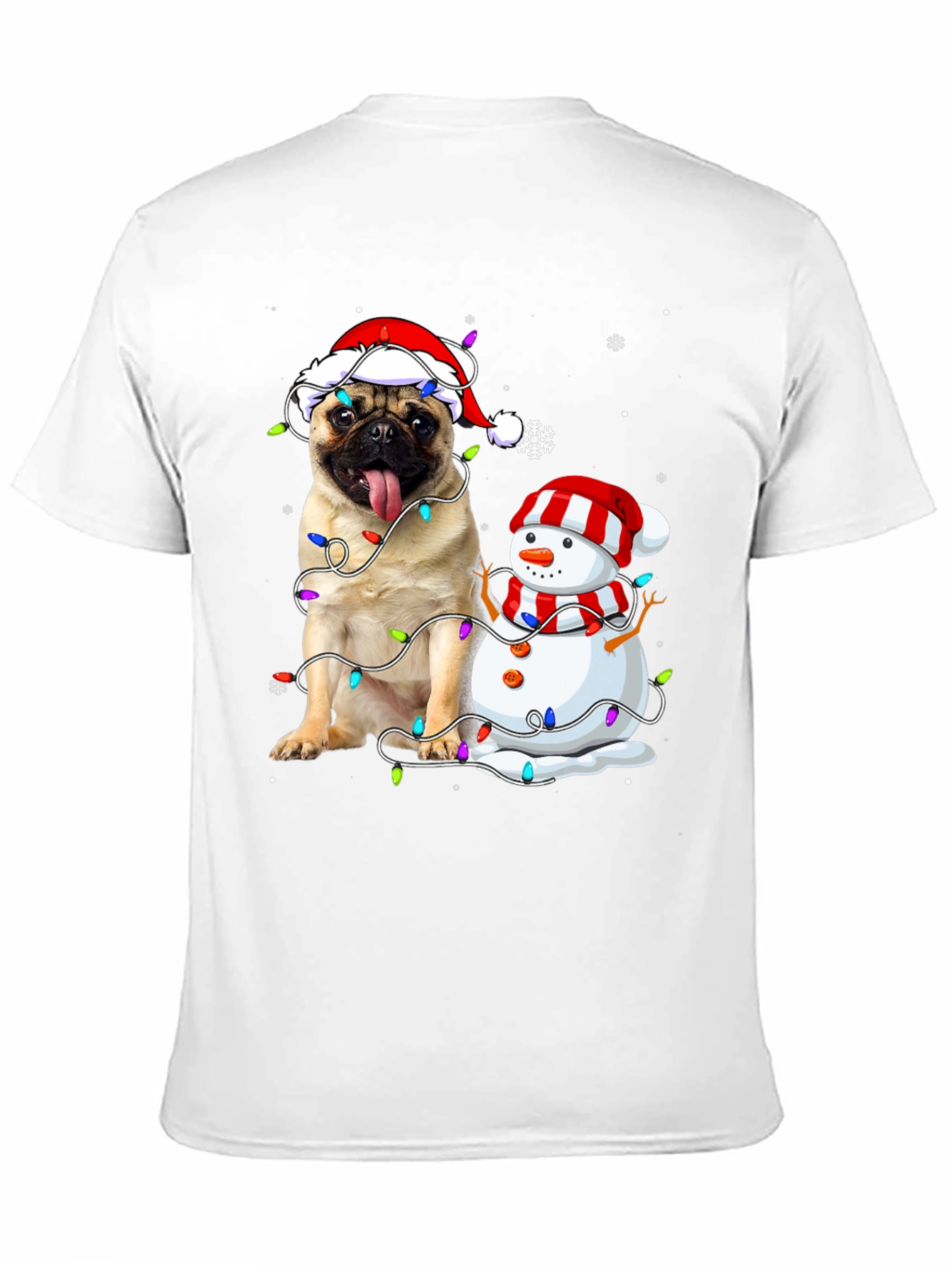 Festive Pug & Snowman Christmas T-Shirt