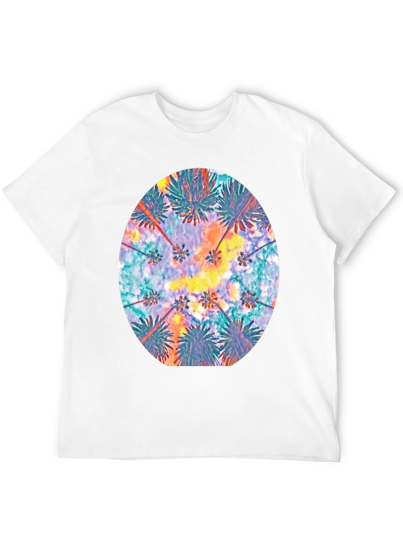Tropical Palm Tee - Black Cotton Comfort