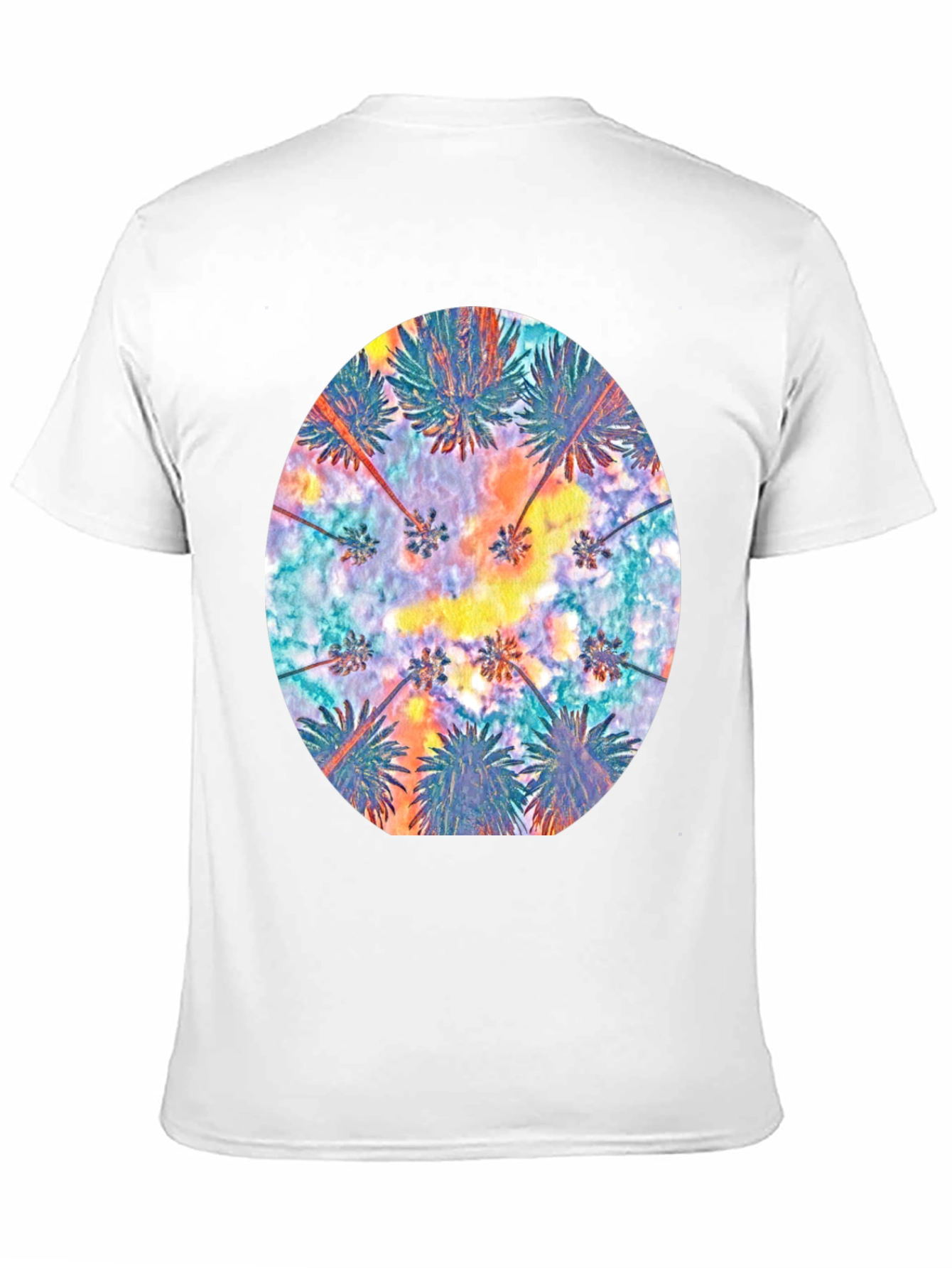 Tropical Palm Tee - Black Cotton Comfort