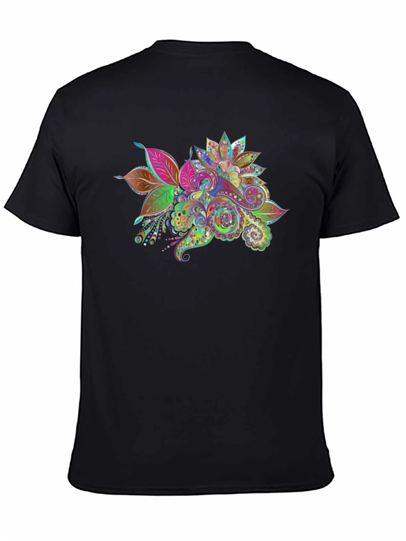Floral Paisley Print Black T-Shirt