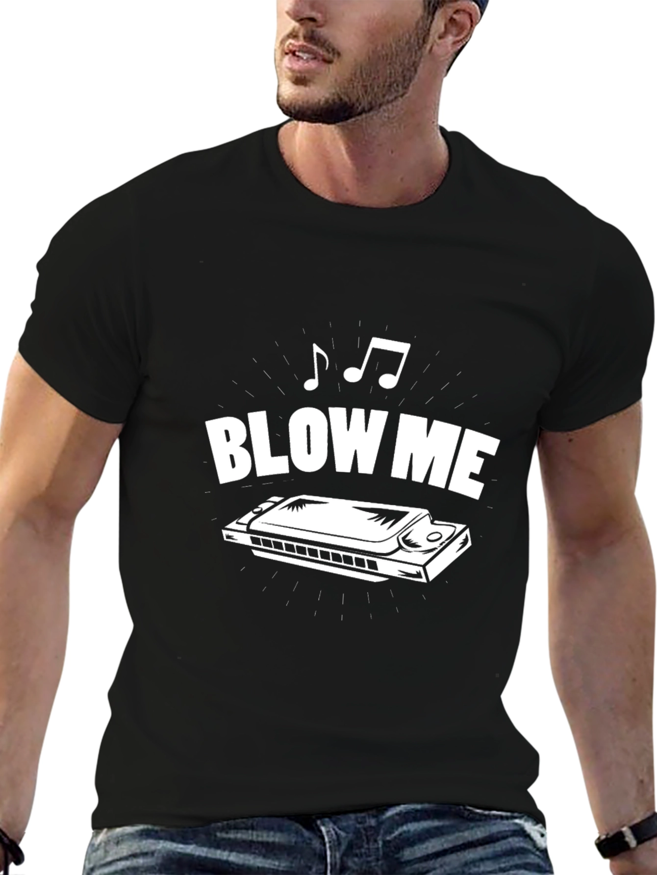 Blow Me Harmonica Graphic Tee - Black