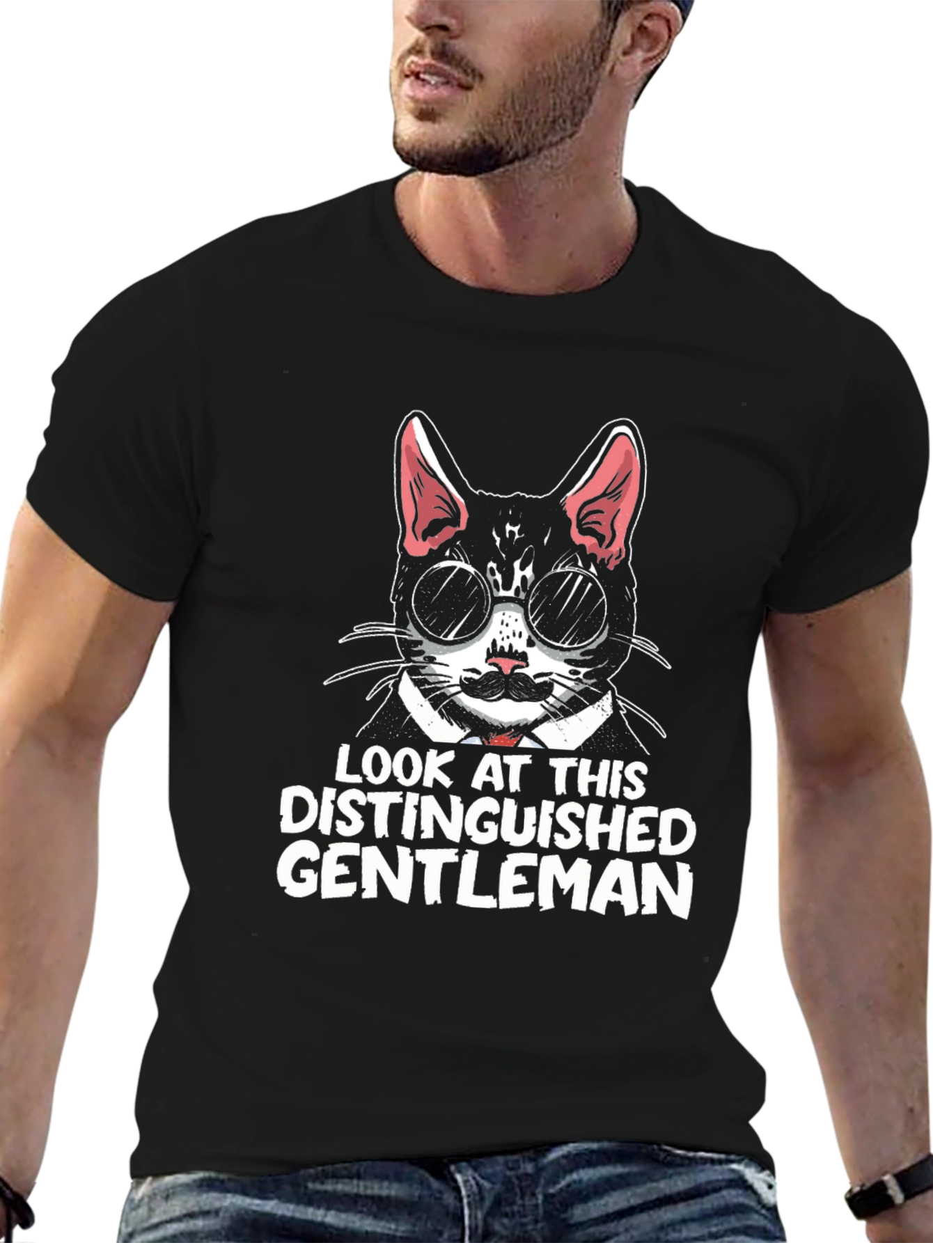 Distinguished Gentleman Cat Graphic T-Shirt