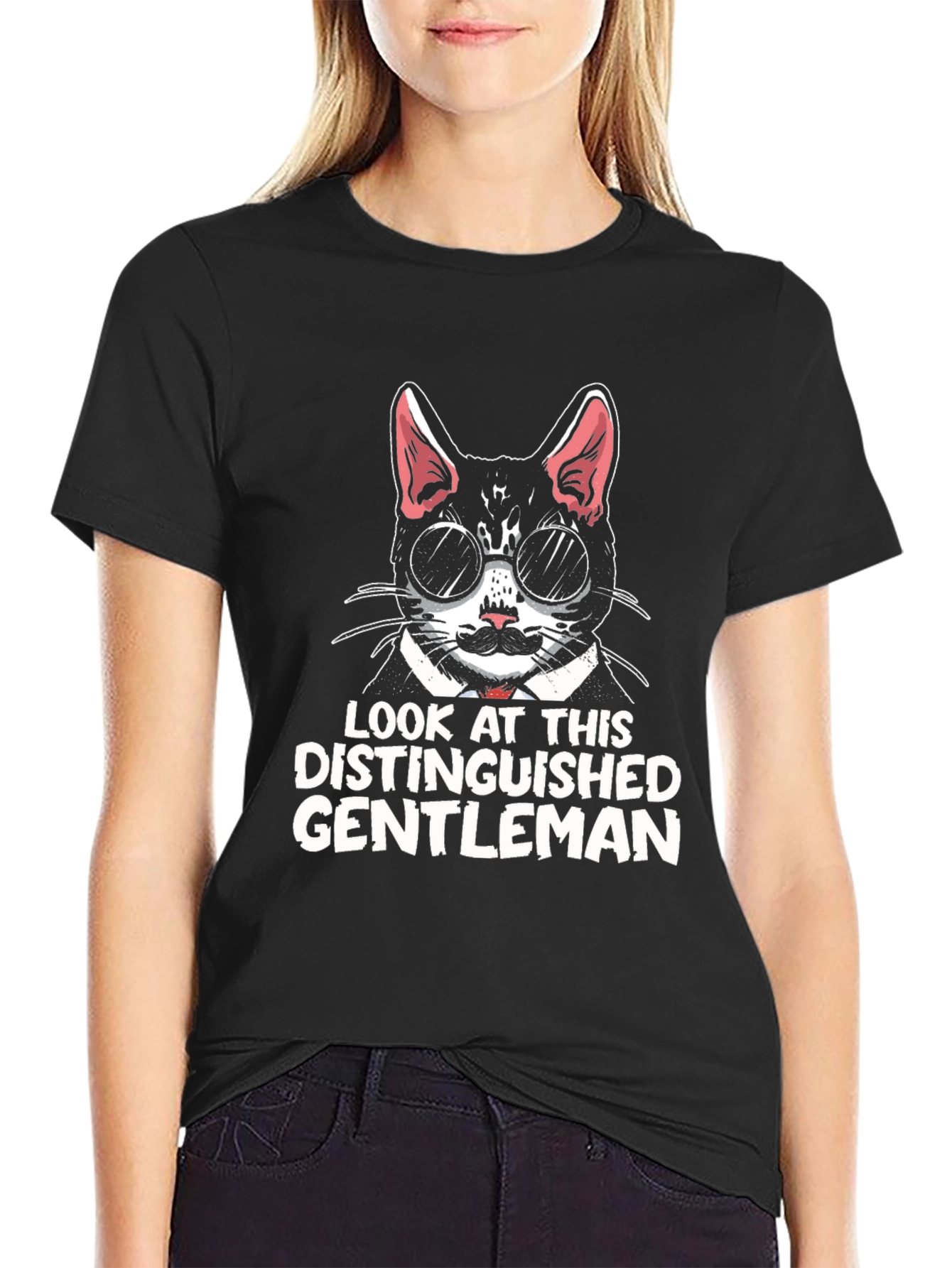Distinguished Gentleman Cat Graphic T-Shirt
