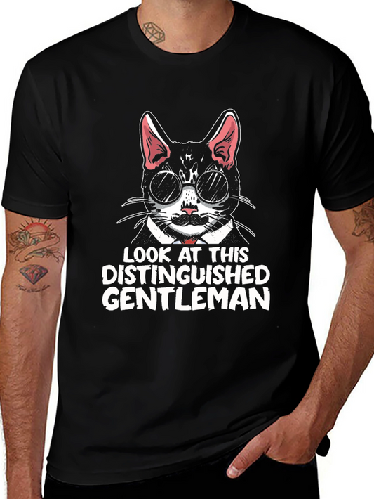 Distinguished Gentleman Cat Graphic T-Shirt