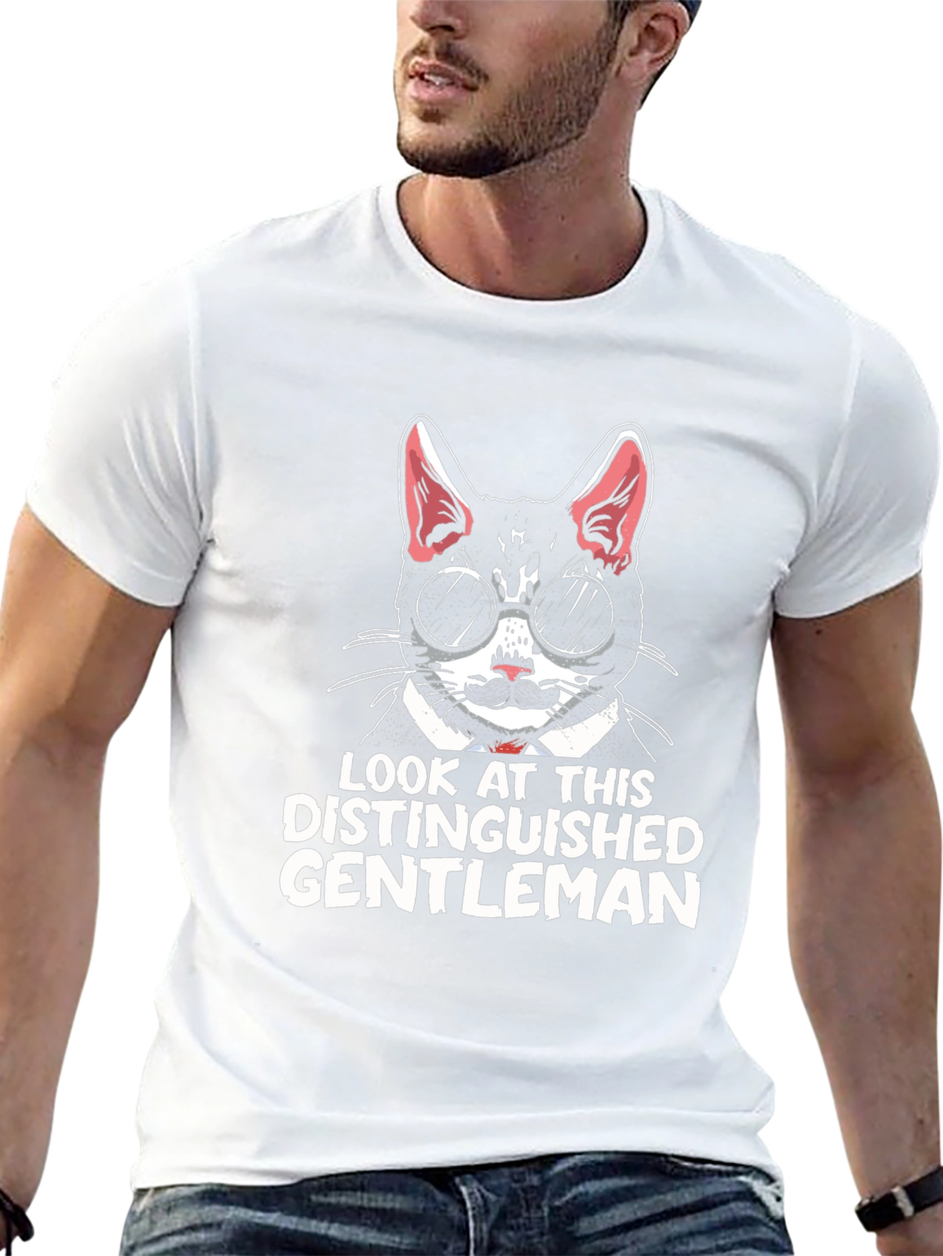 Distinguished Gentleman Cat Graphic T-Shirt