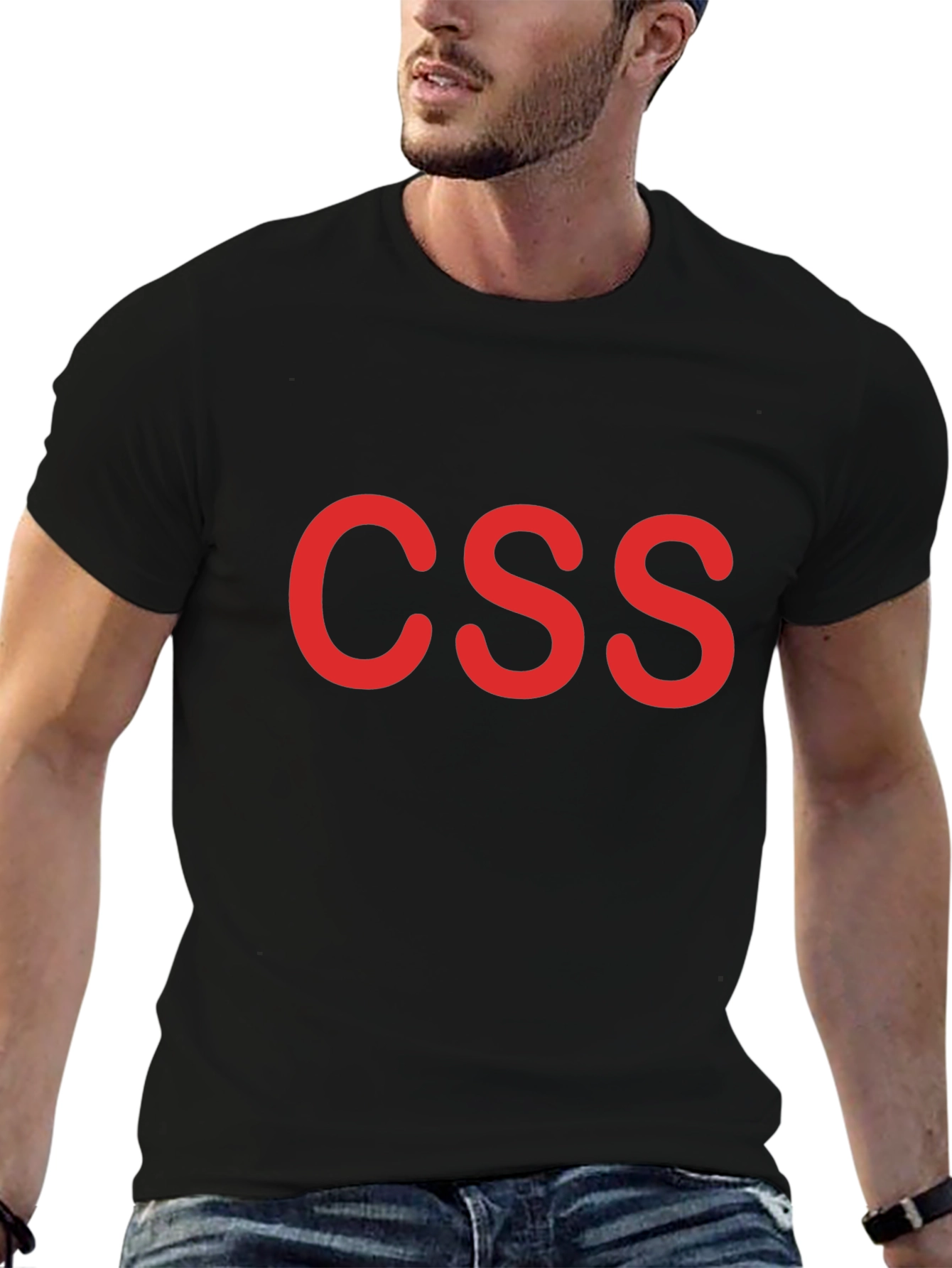 CSS T-Shirt - Red Text on Black Cotton Tee