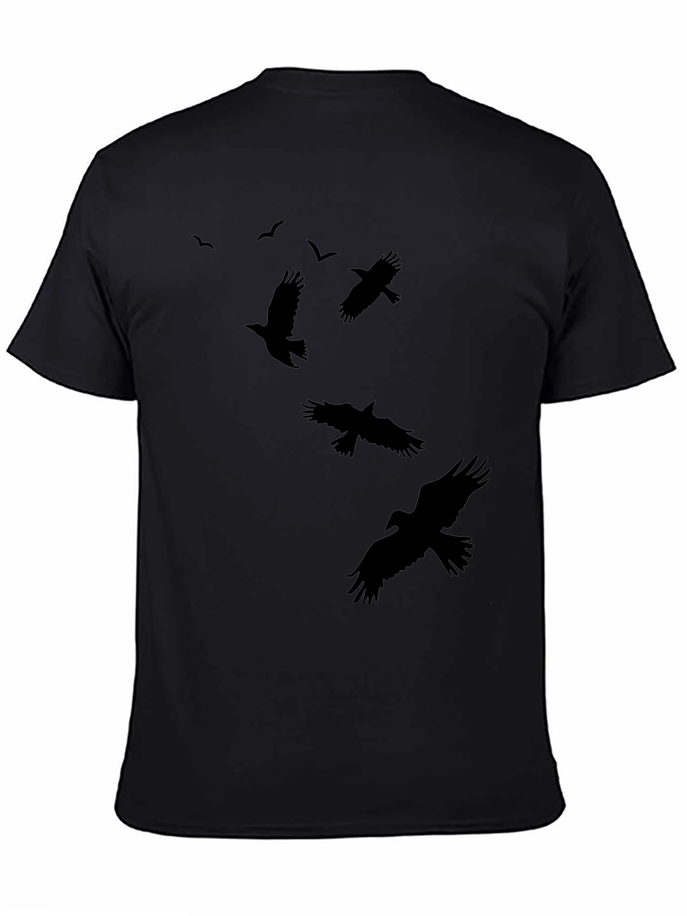 Raven Silhouette Print Black Crew Neck T-Shirt