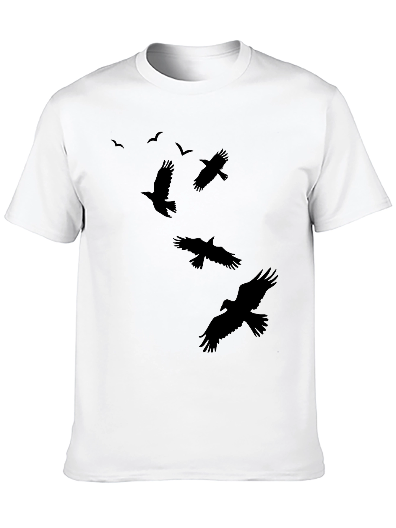 Raven Silhouette Print Black Crew Neck T-Shirt