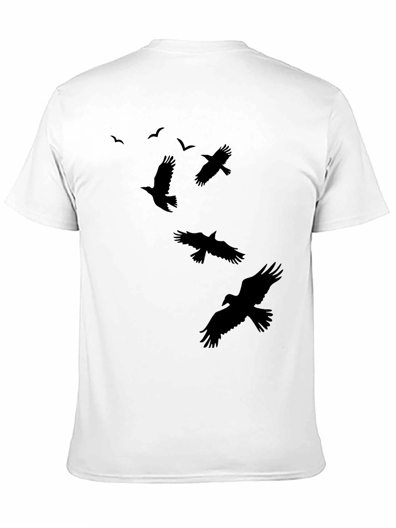 Raven Silhouette Print Black Crew Neck T-Shirt