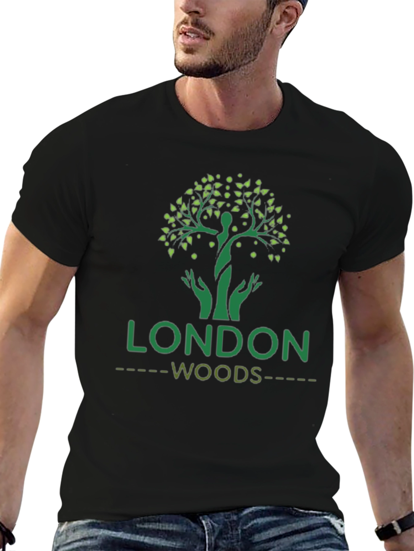 London Woods Tree Graphic Black T-Shirt