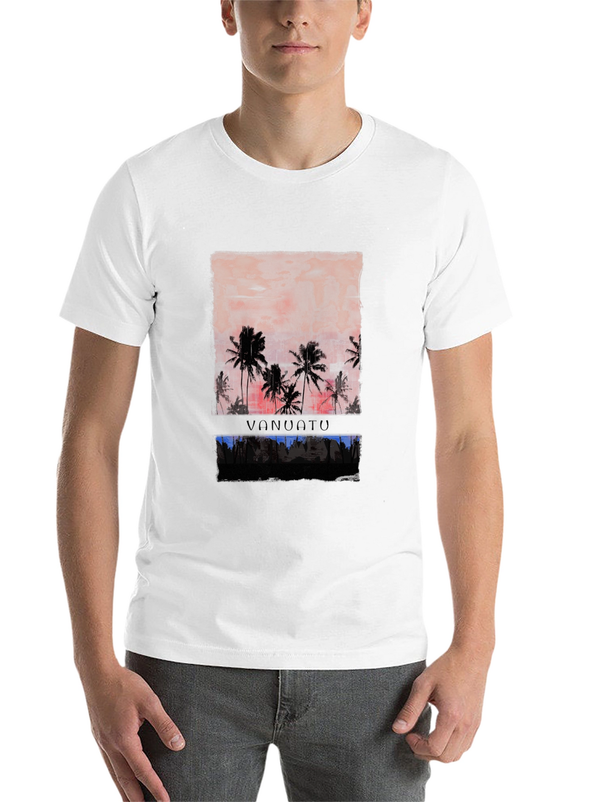 Vanuatu Sunset T-Shirt Black Palm Tree Graphic Tee