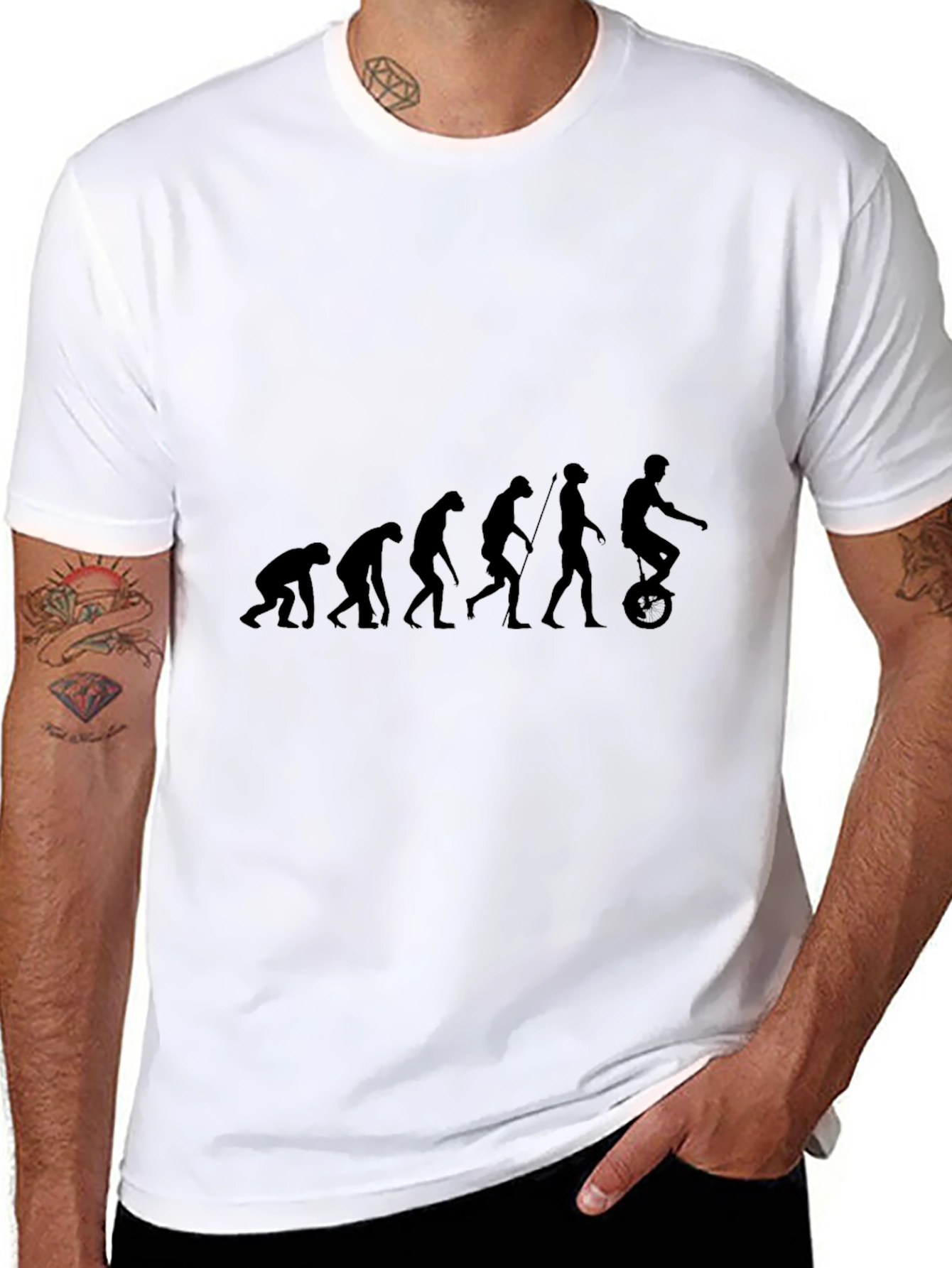 Evolution to Unicycle T-Shirt - Black Graphic Tee