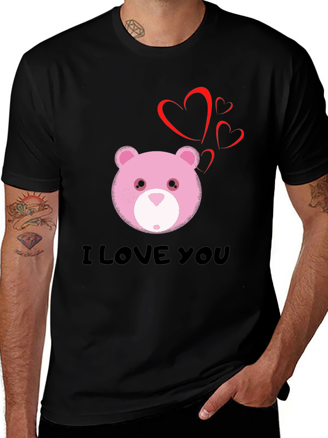 I Love You Bear Graphic Tee - Black