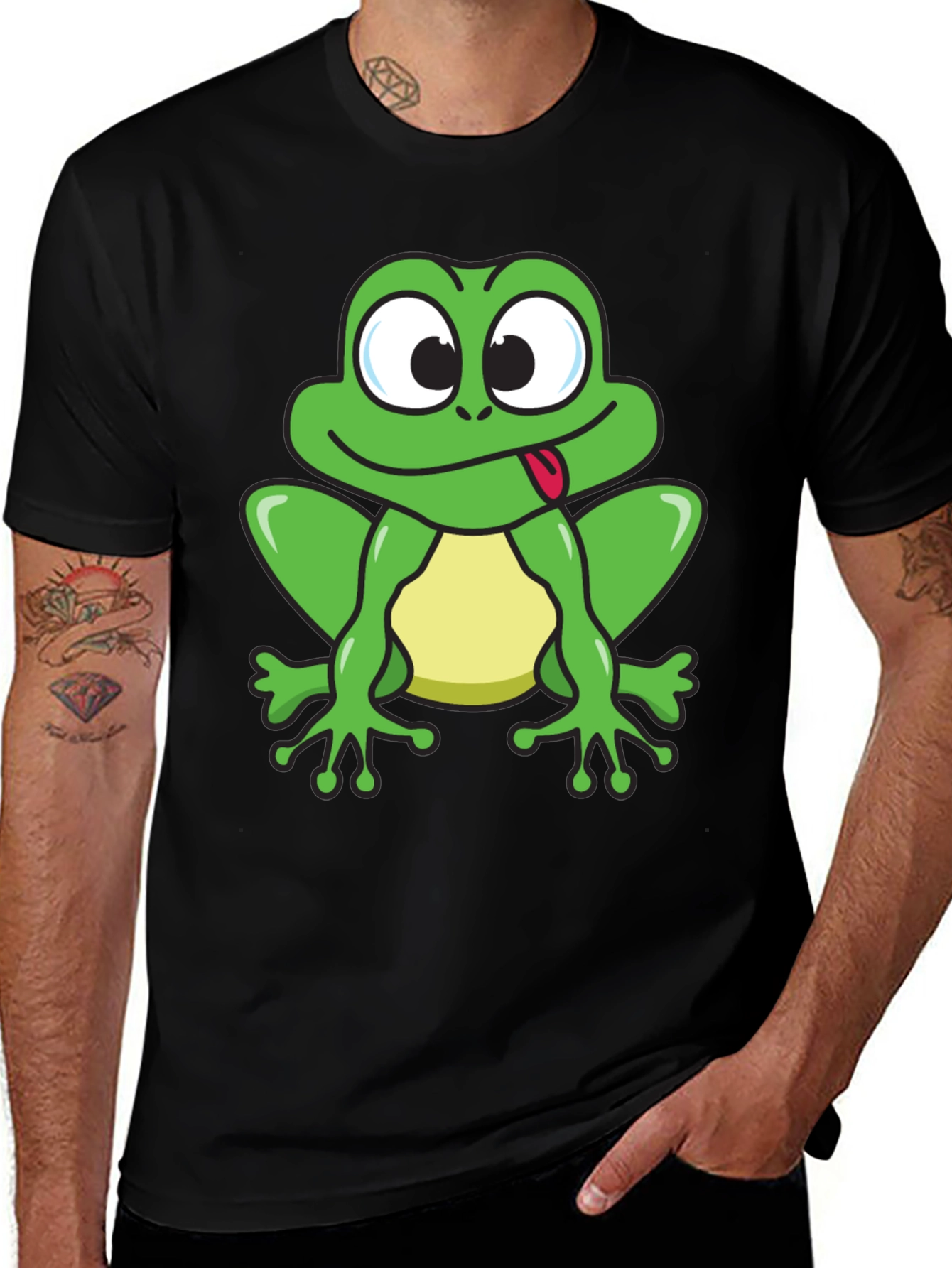 Funny Frog Tongue Out T-Shirt Mens Novelty Tee