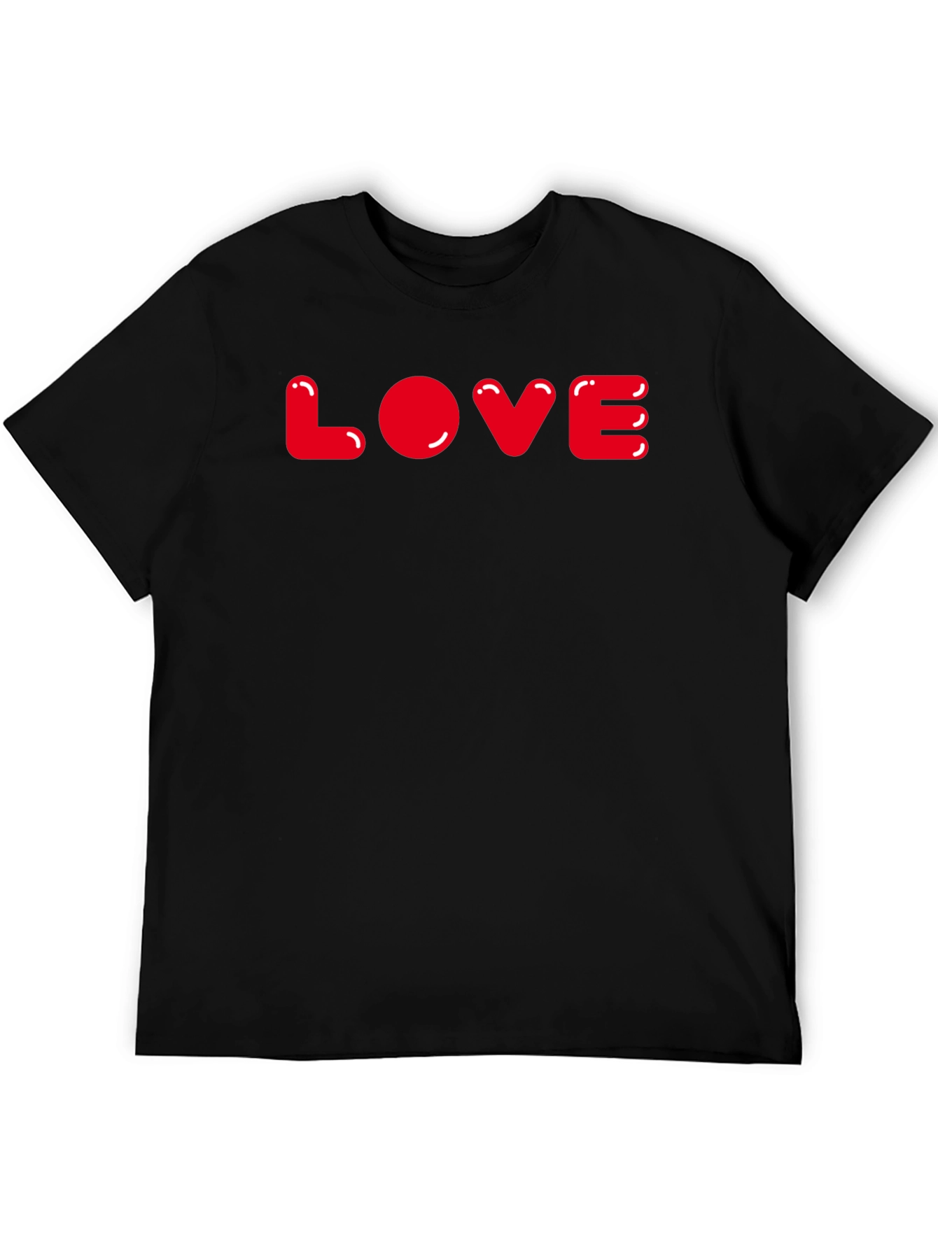 Red LOVE Graphic Black T-Shirt