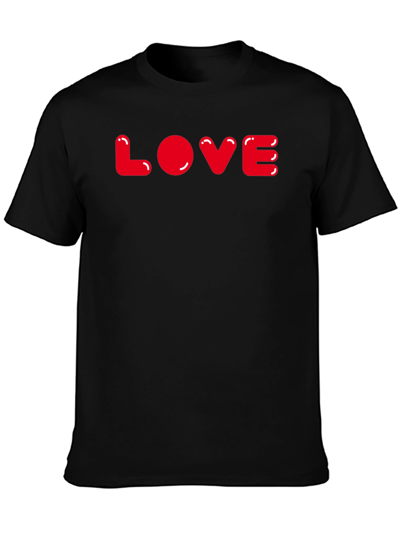 Red LOVE Graphic Black T-Shirt