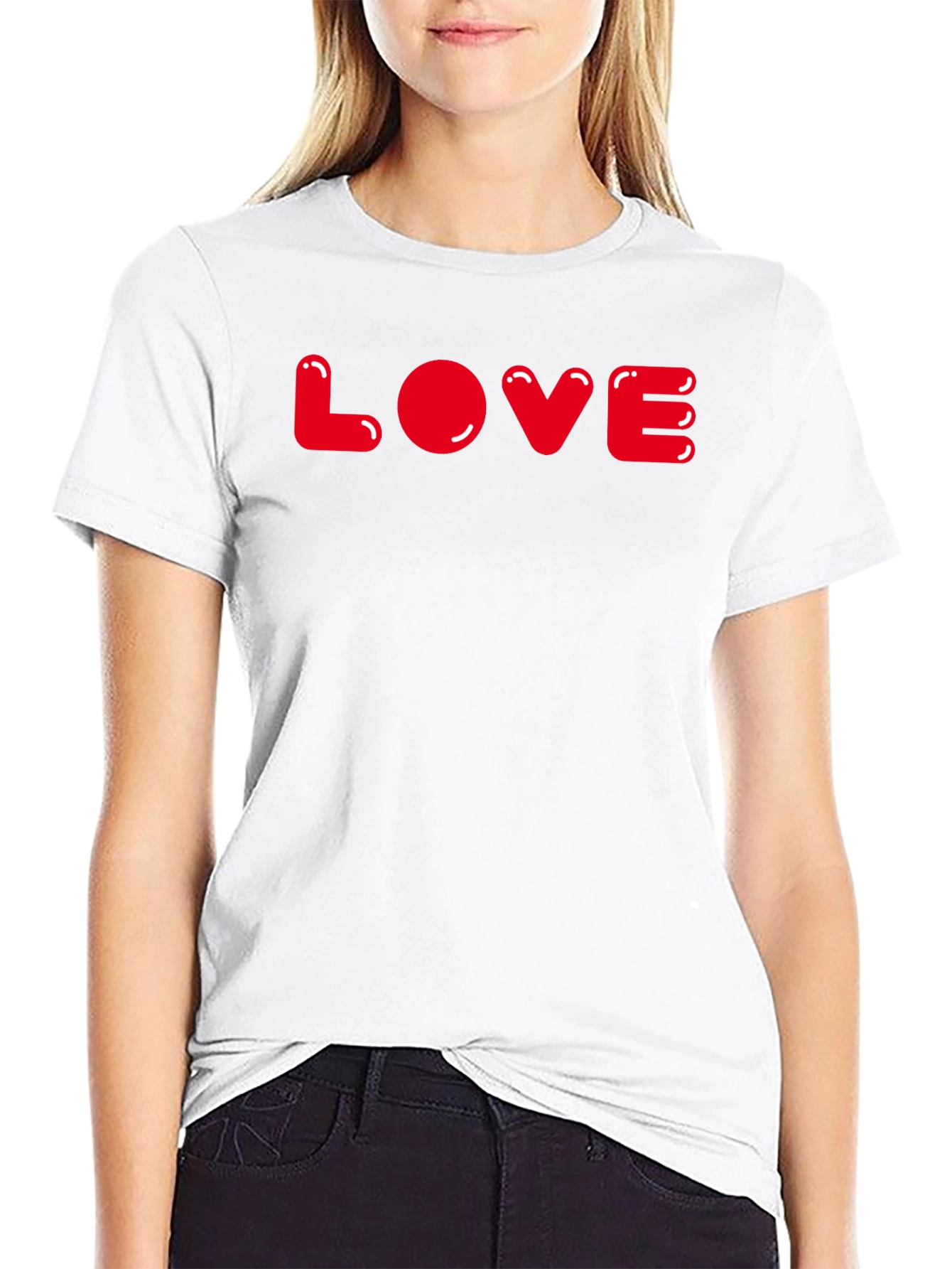 Red LOVE Graphic Black T-Shirt