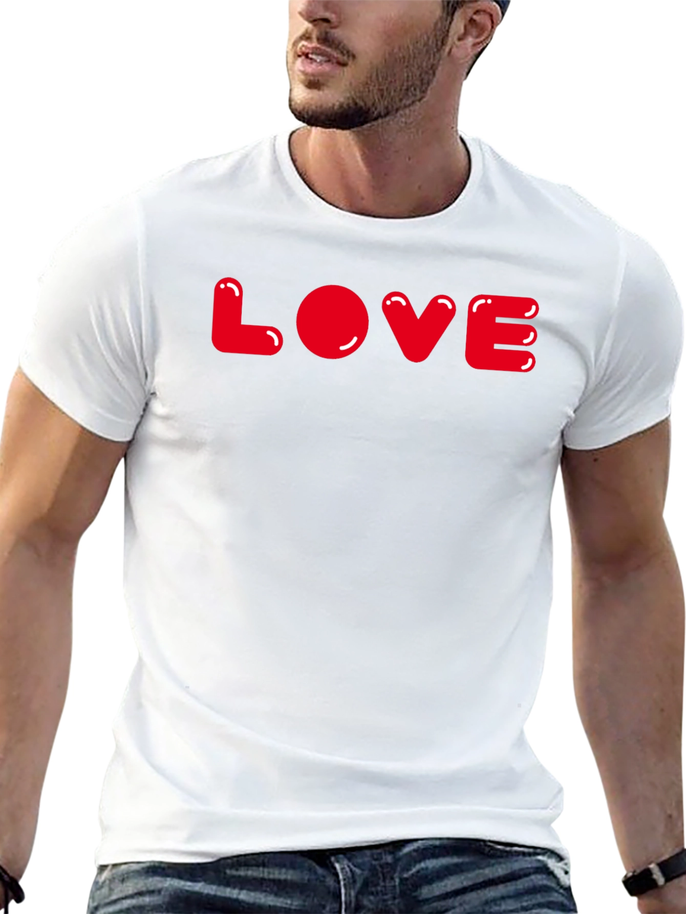 Red LOVE Graphic Black T-Shirt
