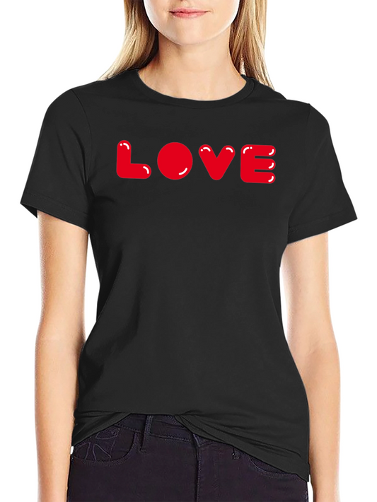 Red LOVE Graphic Black T-Shirt