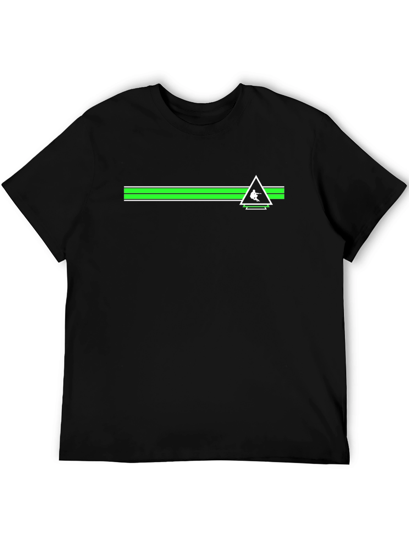 Black T-Shirt with Skiing Triangle Logo