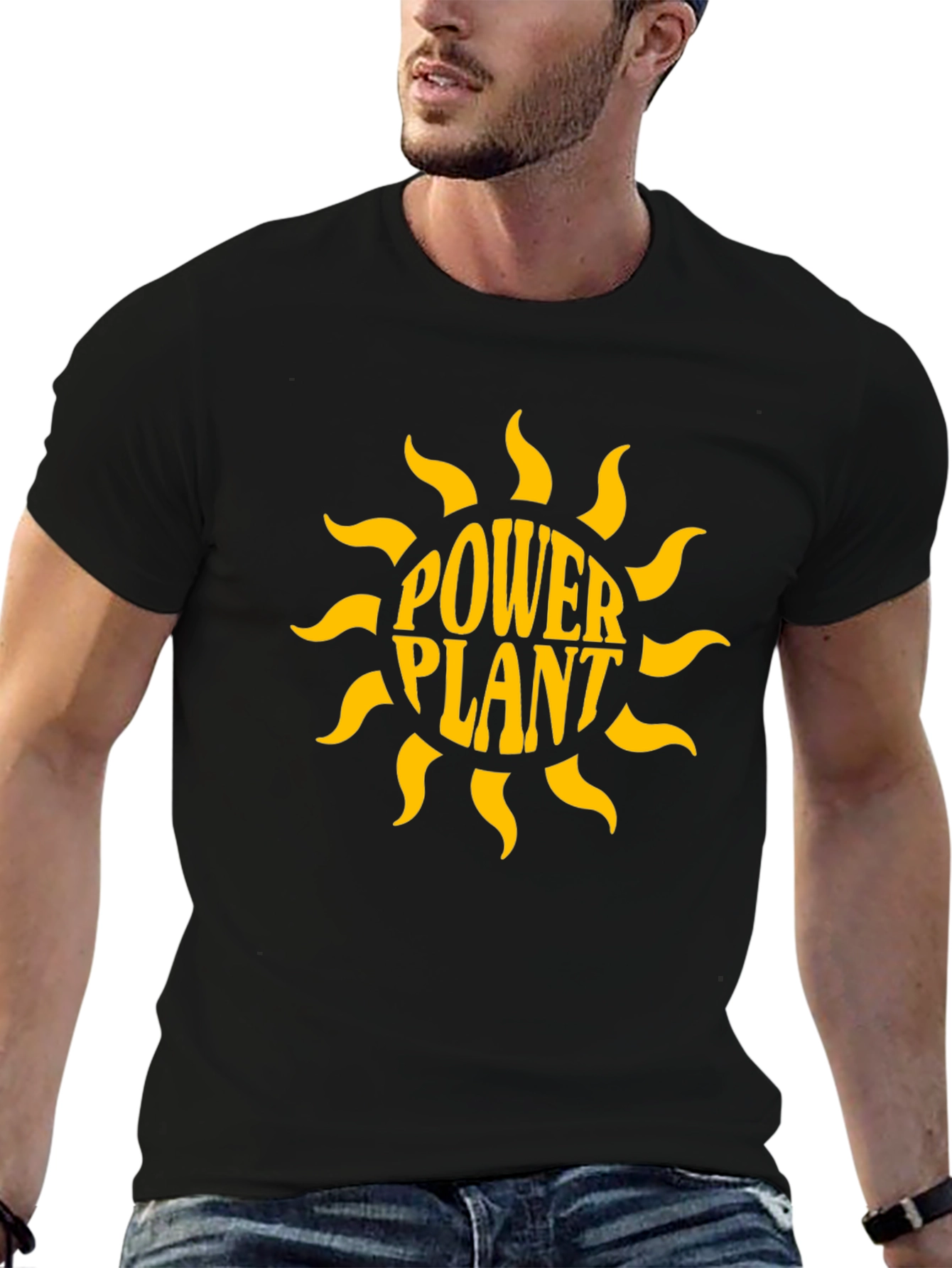 Power Plant Graphic Print Black T-Shirt