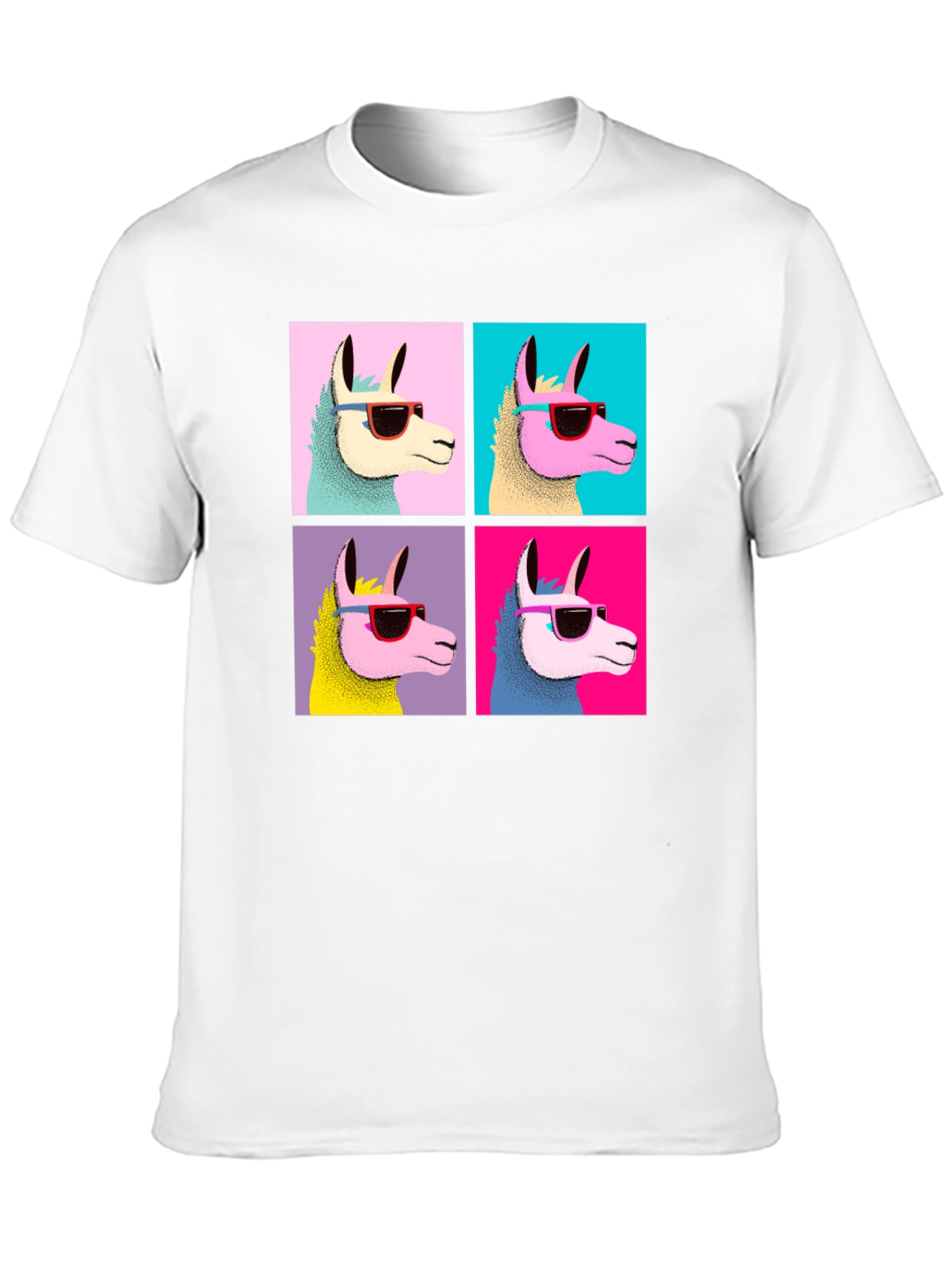 Cool Llama Pop Art Black T-Shirt