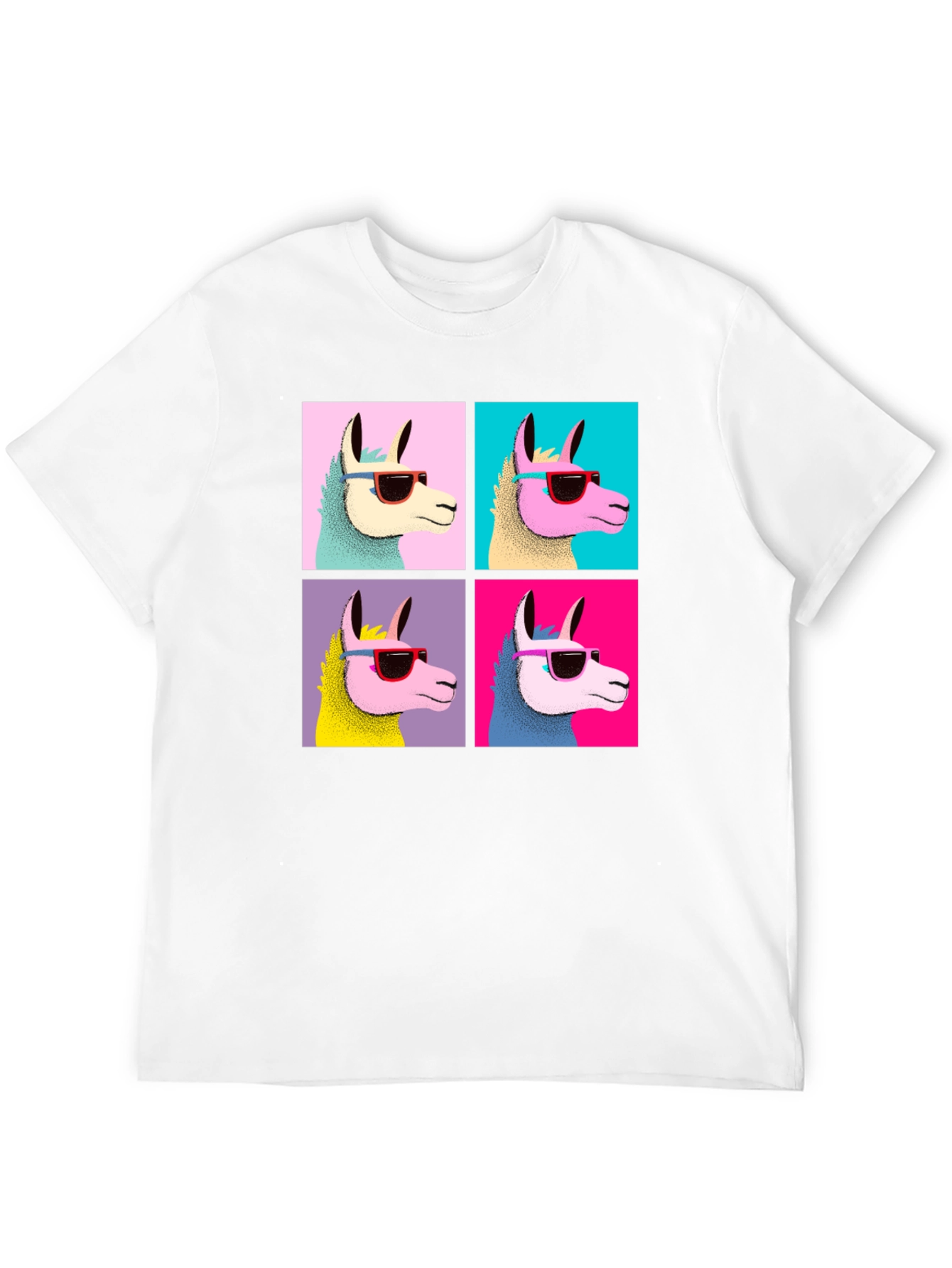 Cool Llama Pop Art Black T-Shirt