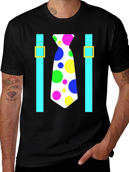 Clown Tie Suspender T-Shirt - Novelty Fun Costume Tee