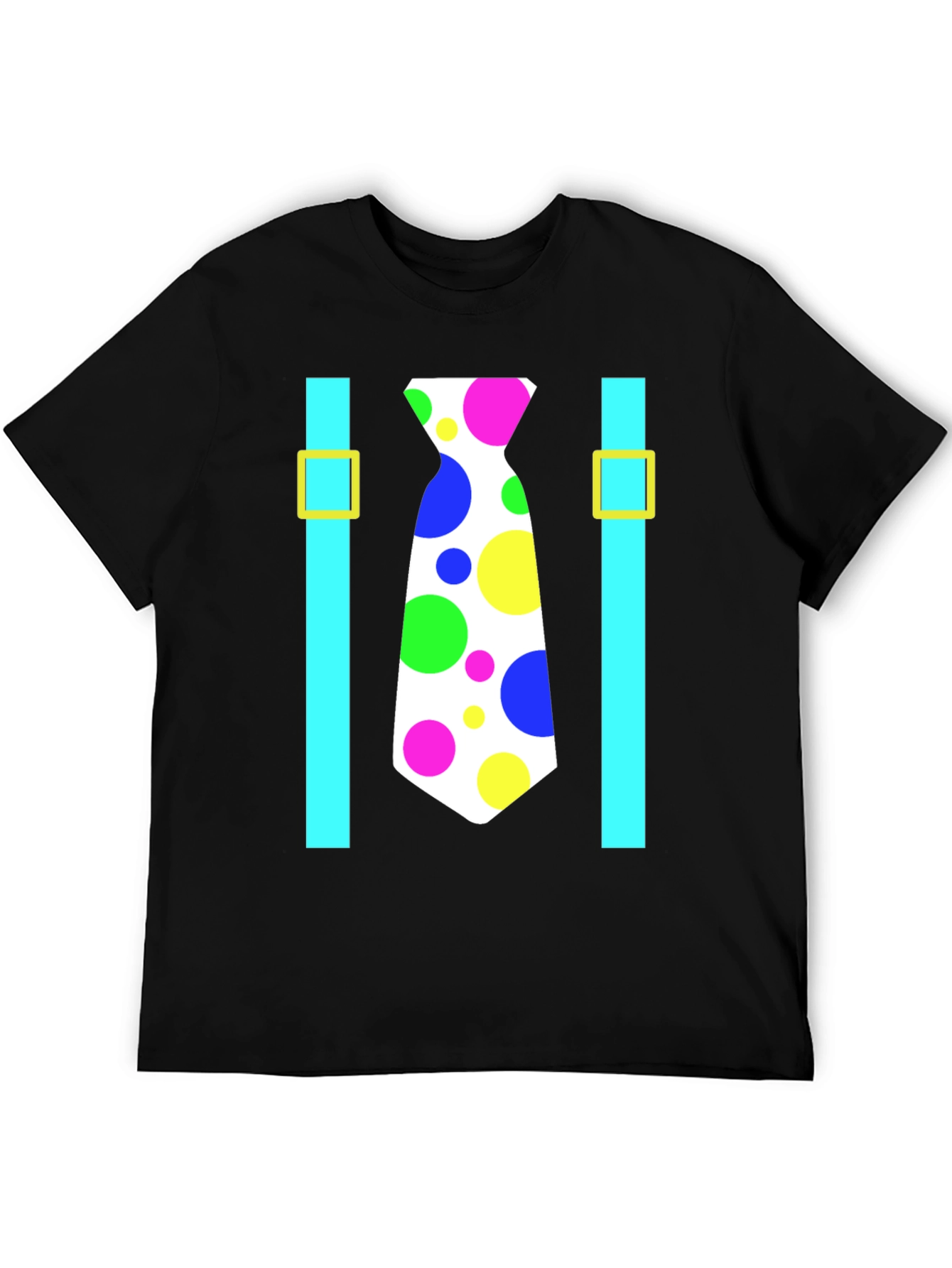 Clown Tie Suspender T-Shirt - Novelty Fun Costume Tee