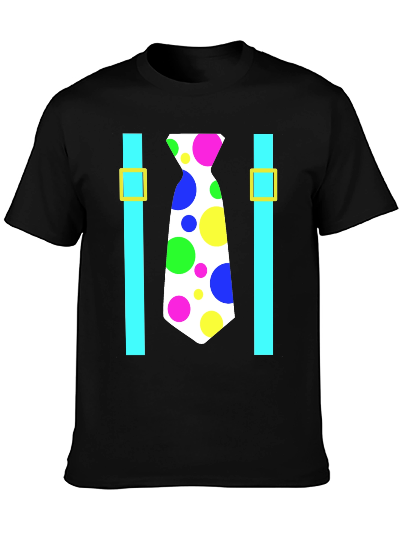 Clown Tie Suspender T-Shirt - Novelty Fun Costume Tee