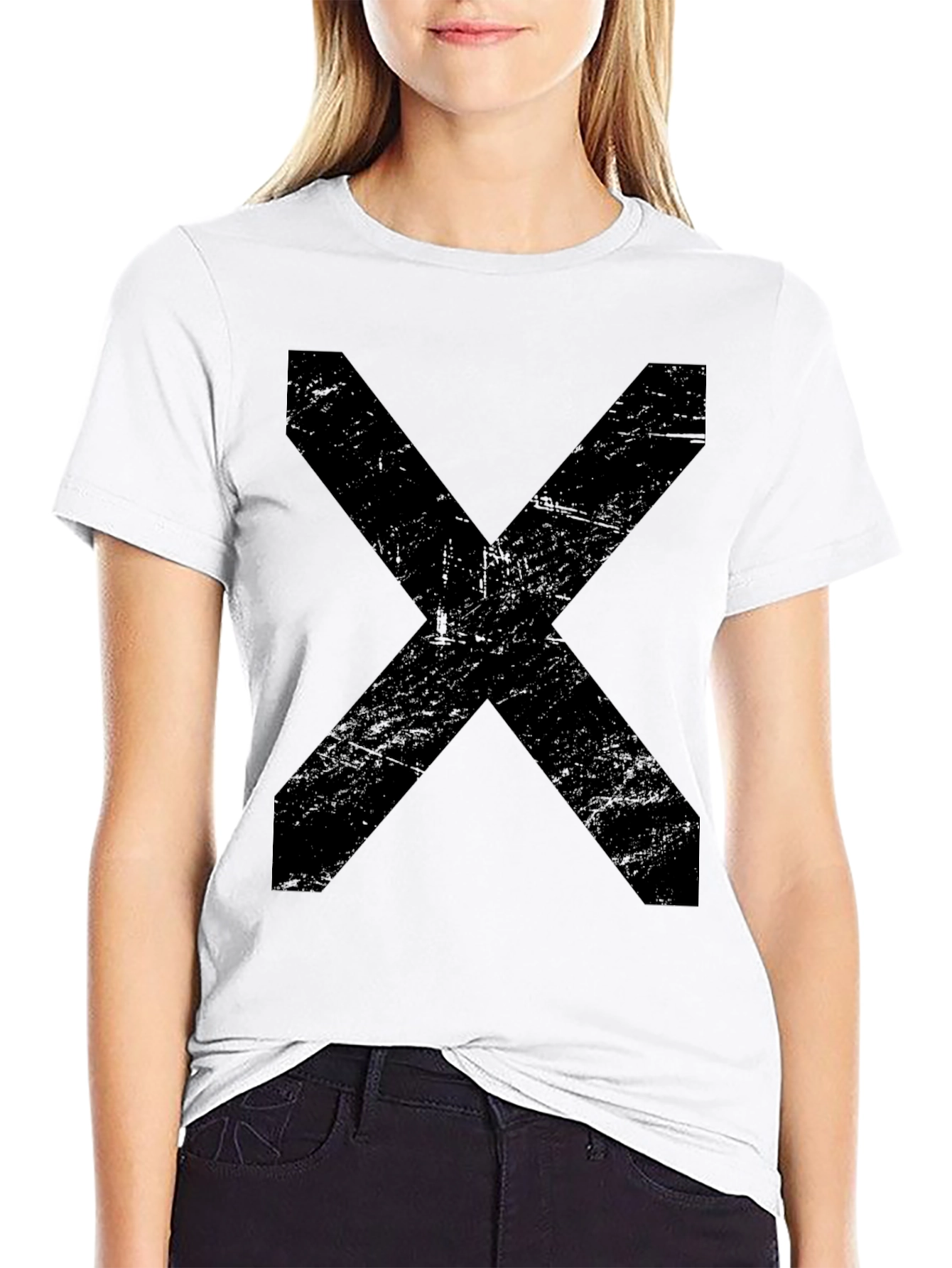 Mens Black T-Shirt with Bold X Design