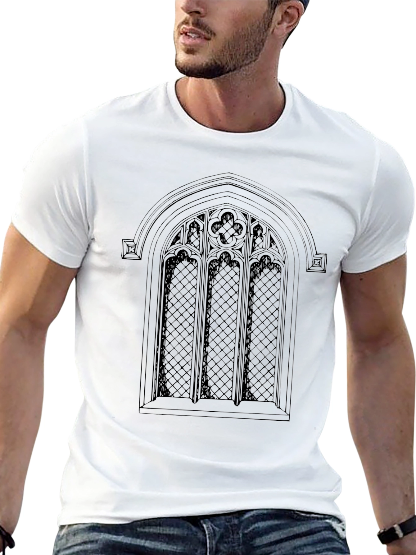 Gothic Window Graphic T-Shirt - Soft & Stylish