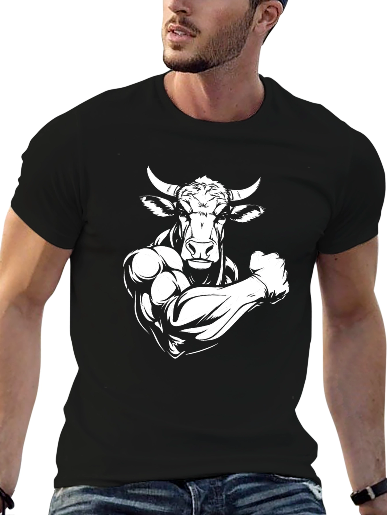 Muscle Bull T-Shirt - Black Graphic Tee