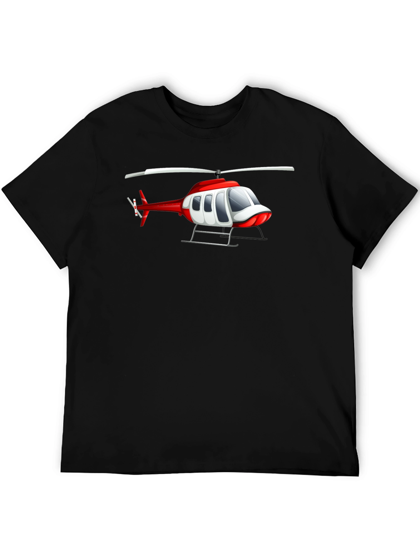 Helicopter Graphic Tee - Black Crew Neck T-Shirt
