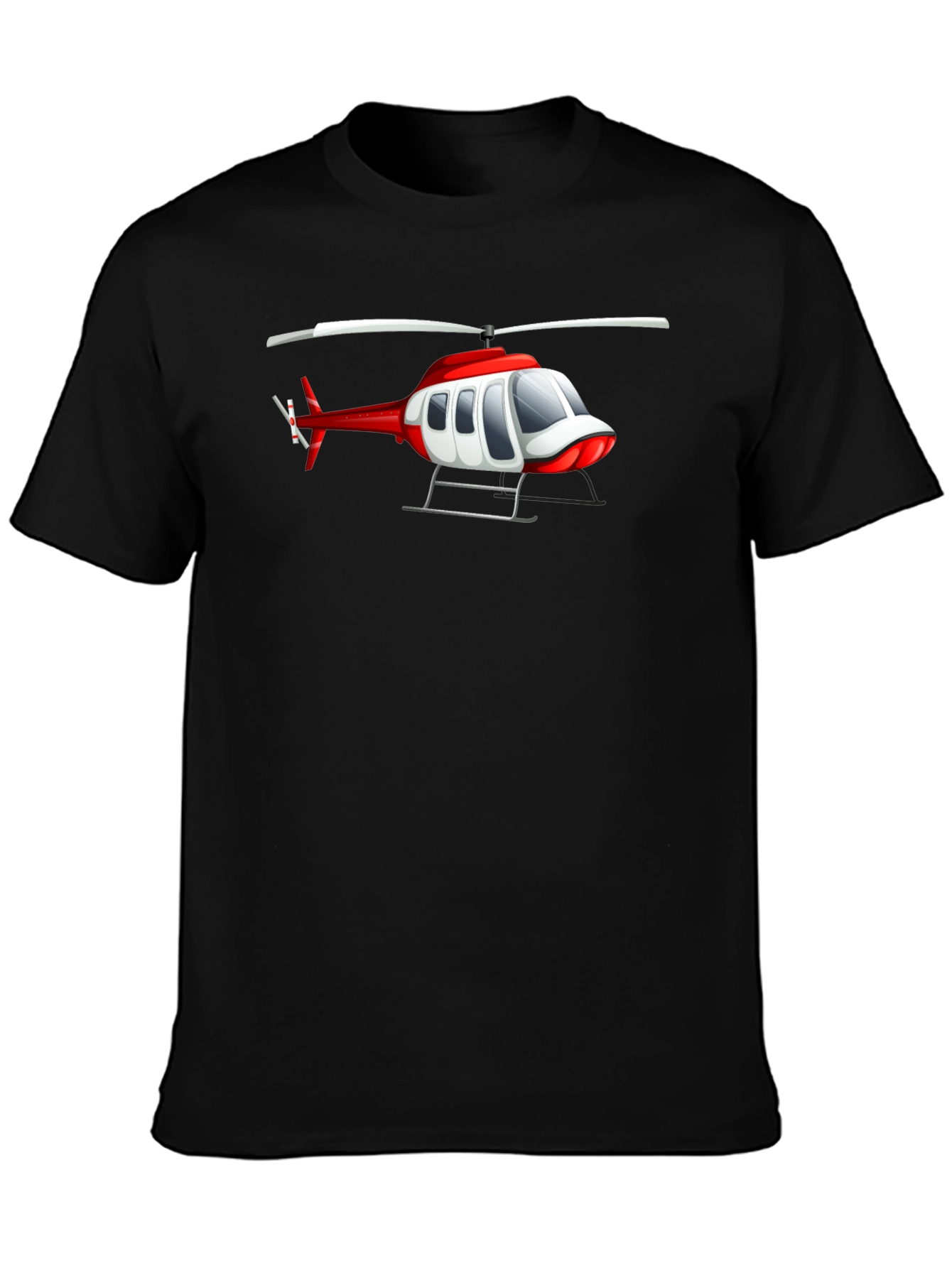 Helicopter Graphic Tee - Black Crew Neck T-Shirt