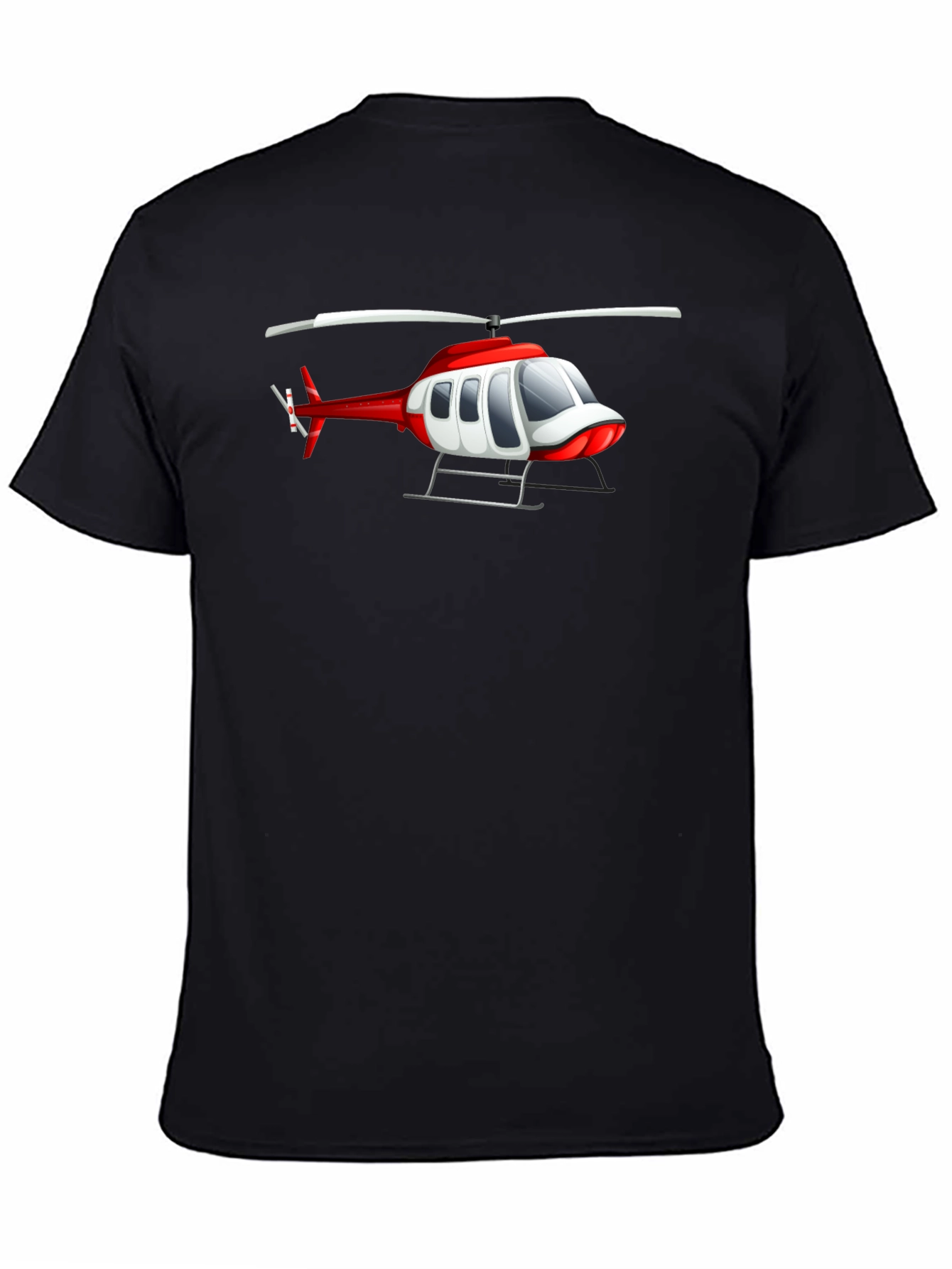 Helicopter Graphic Tee - Black Crew Neck T-Shirt