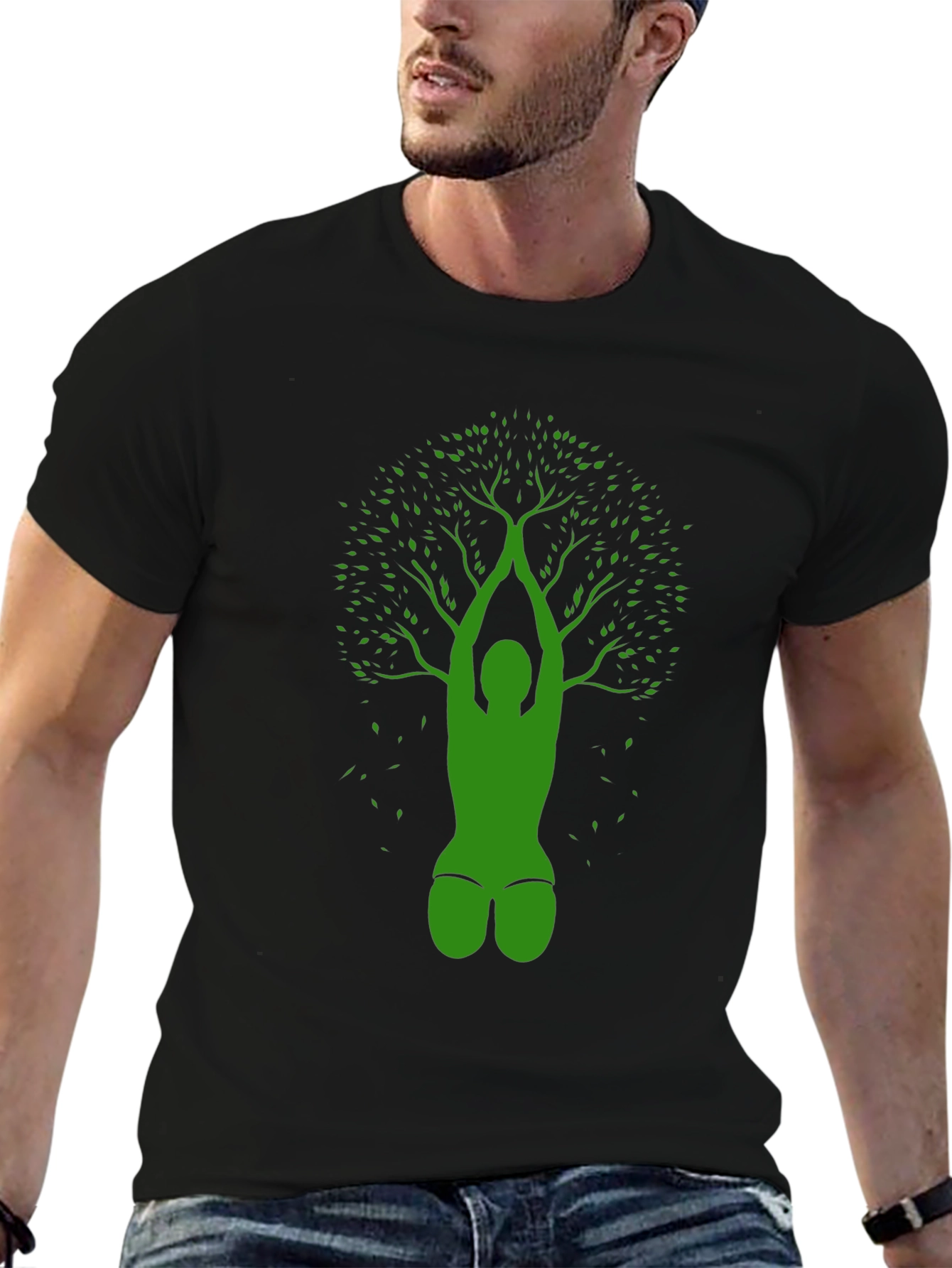 Yoga Tree Black T-Shirt - Nature Inspired Design