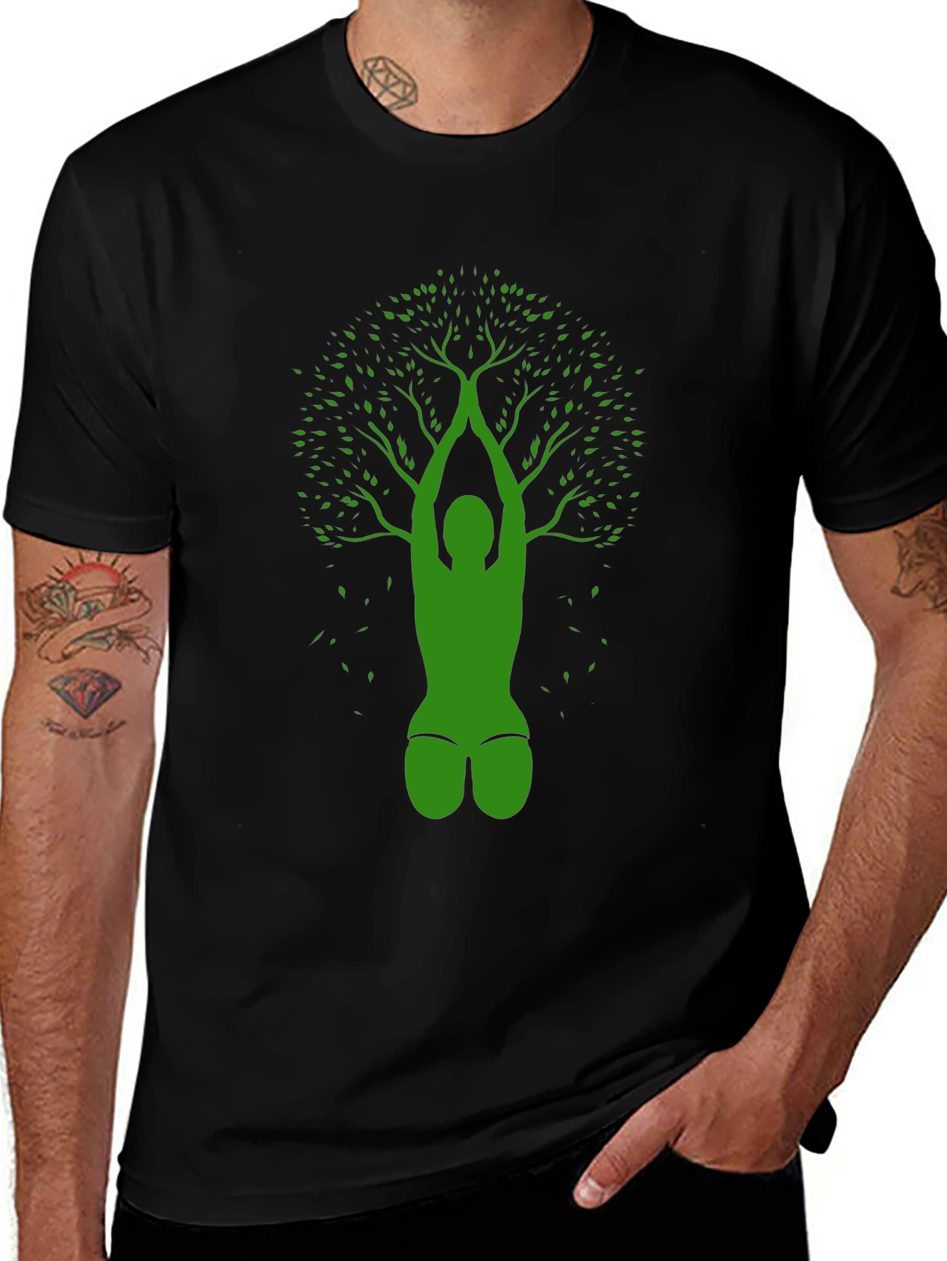 Yoga Tree Black T-Shirt - Nature Inspired Design