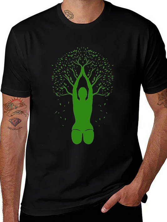 Yoga Tree Black T-Shirt - Nature Inspired Design