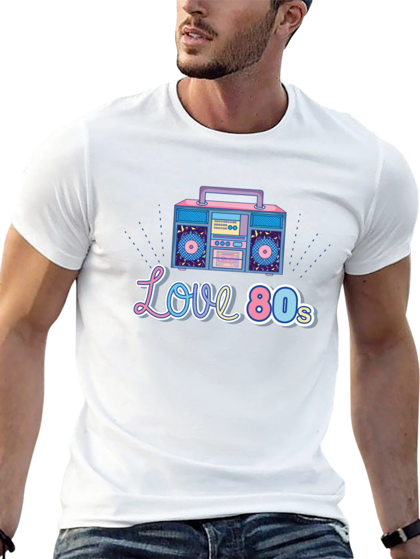 Love the 80s Retro Boombox Graphic T-Shirt